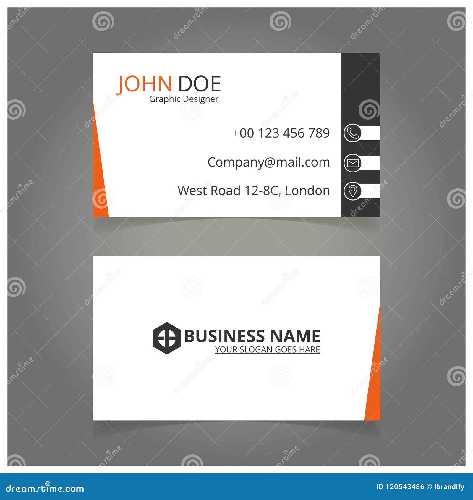 White, Orange And Black Business Card Stock Vector ...