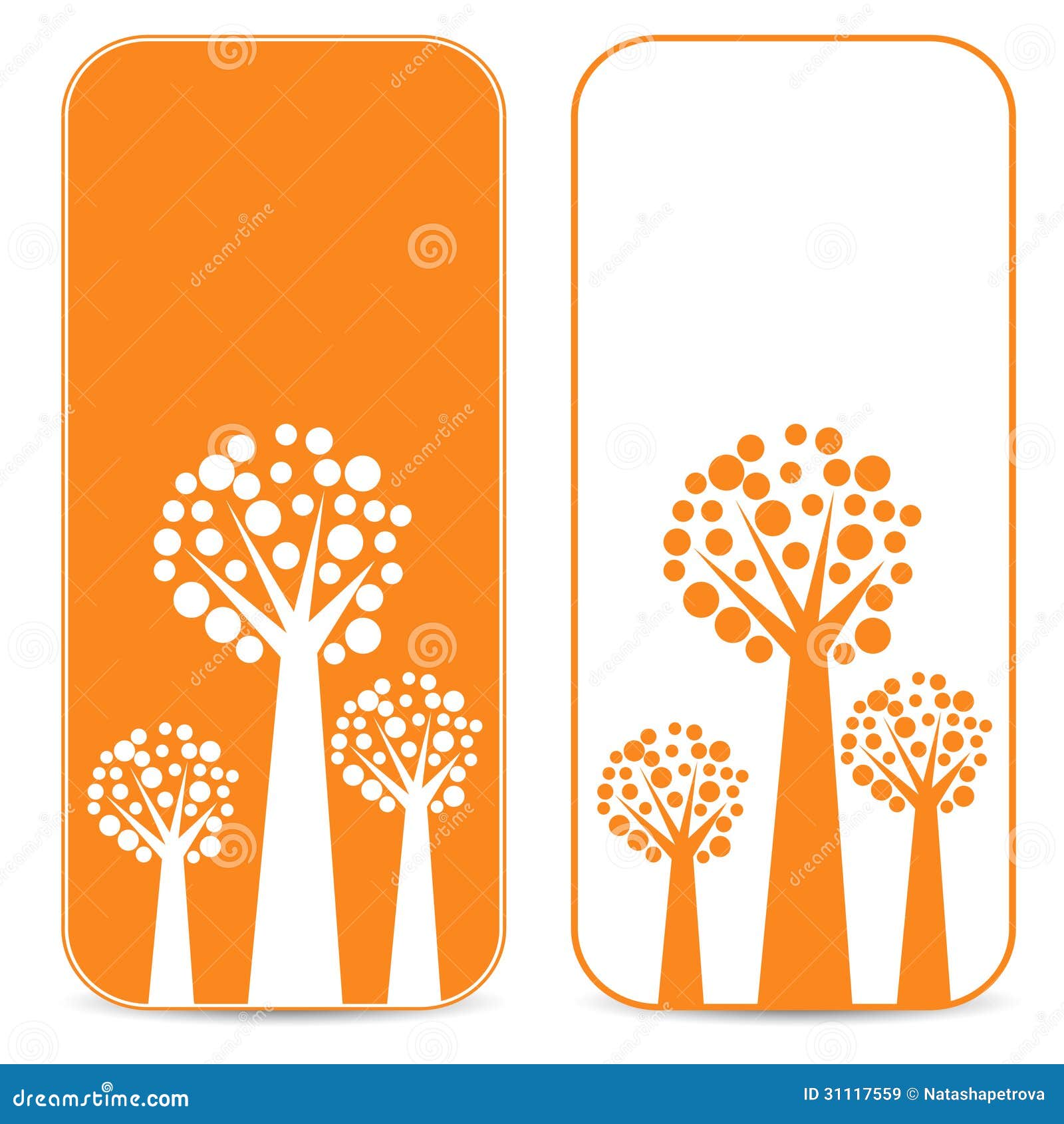 White and orange trees stock vector. Illustration of label 31117559