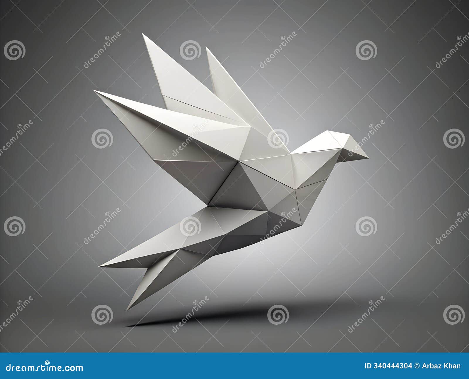 white origami dove in low poly style