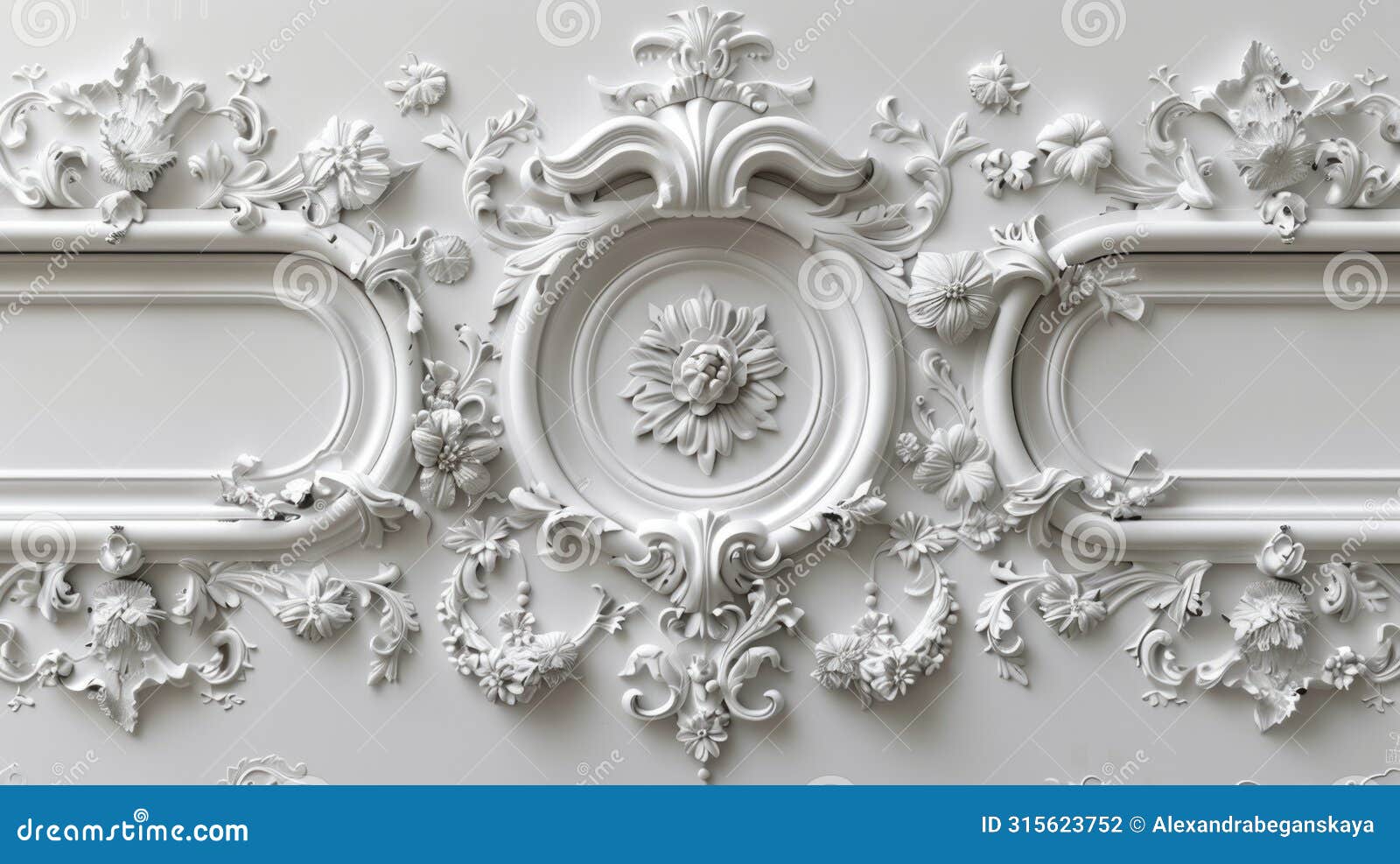 white ornamental plasterwork detail with floral pattern