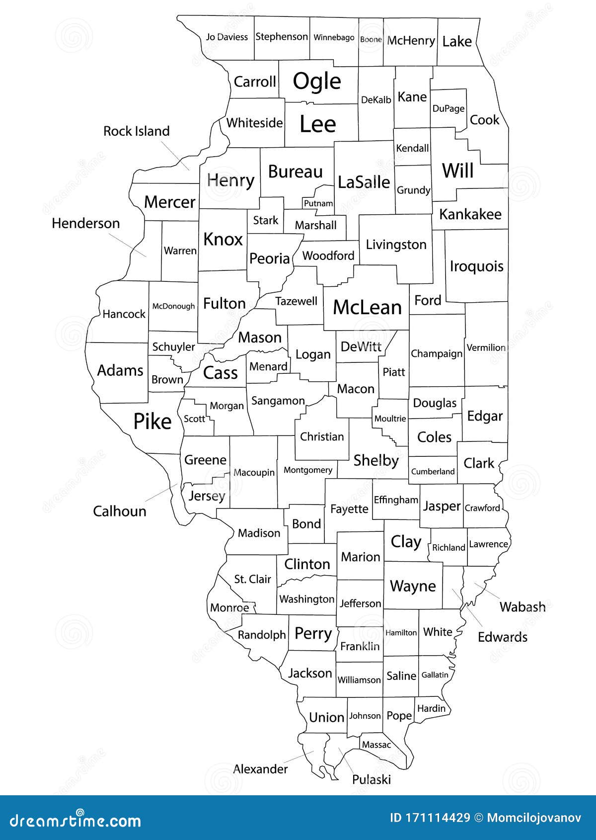 counties map of us state of illinois