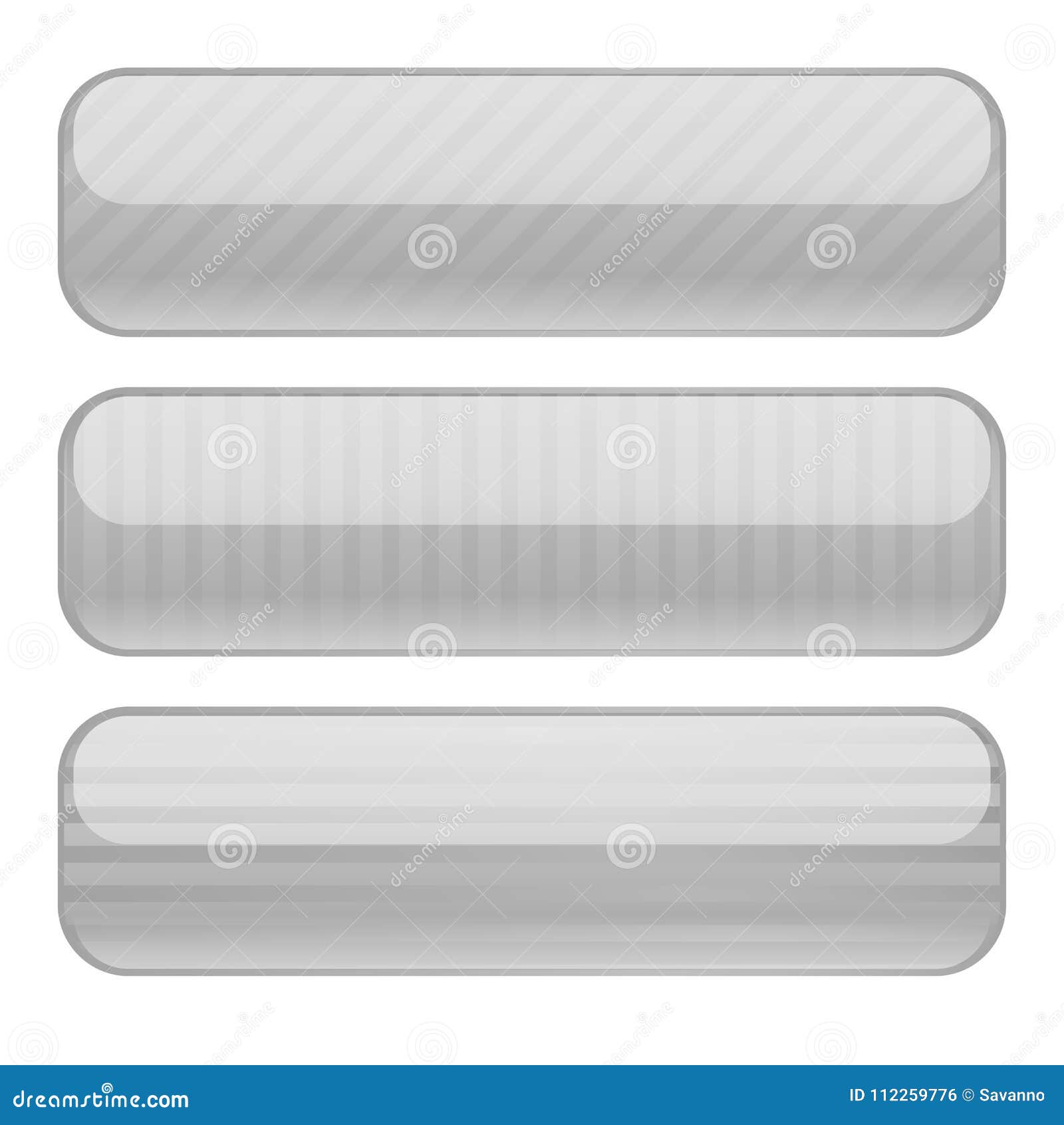 White oval buttons. Blank icons with stripe design. Vector 3d illustration isolated on white background