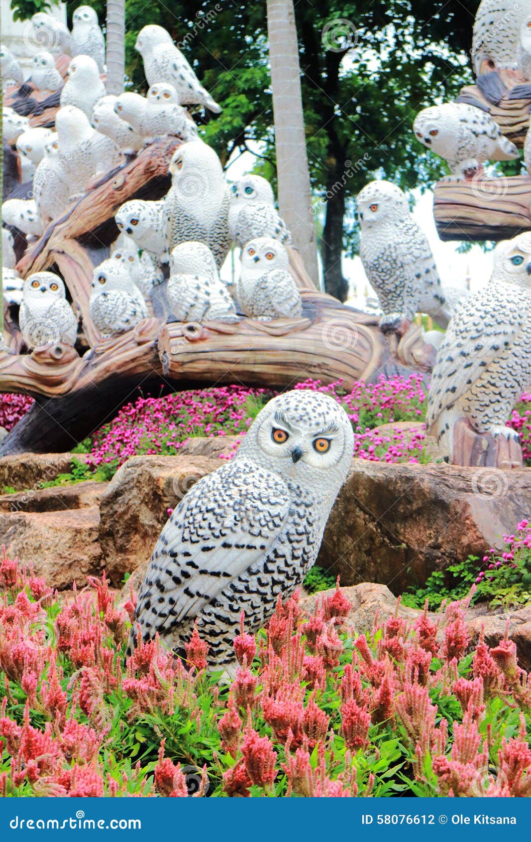 White owl statue stock photo. Image of plumed, white 58076612