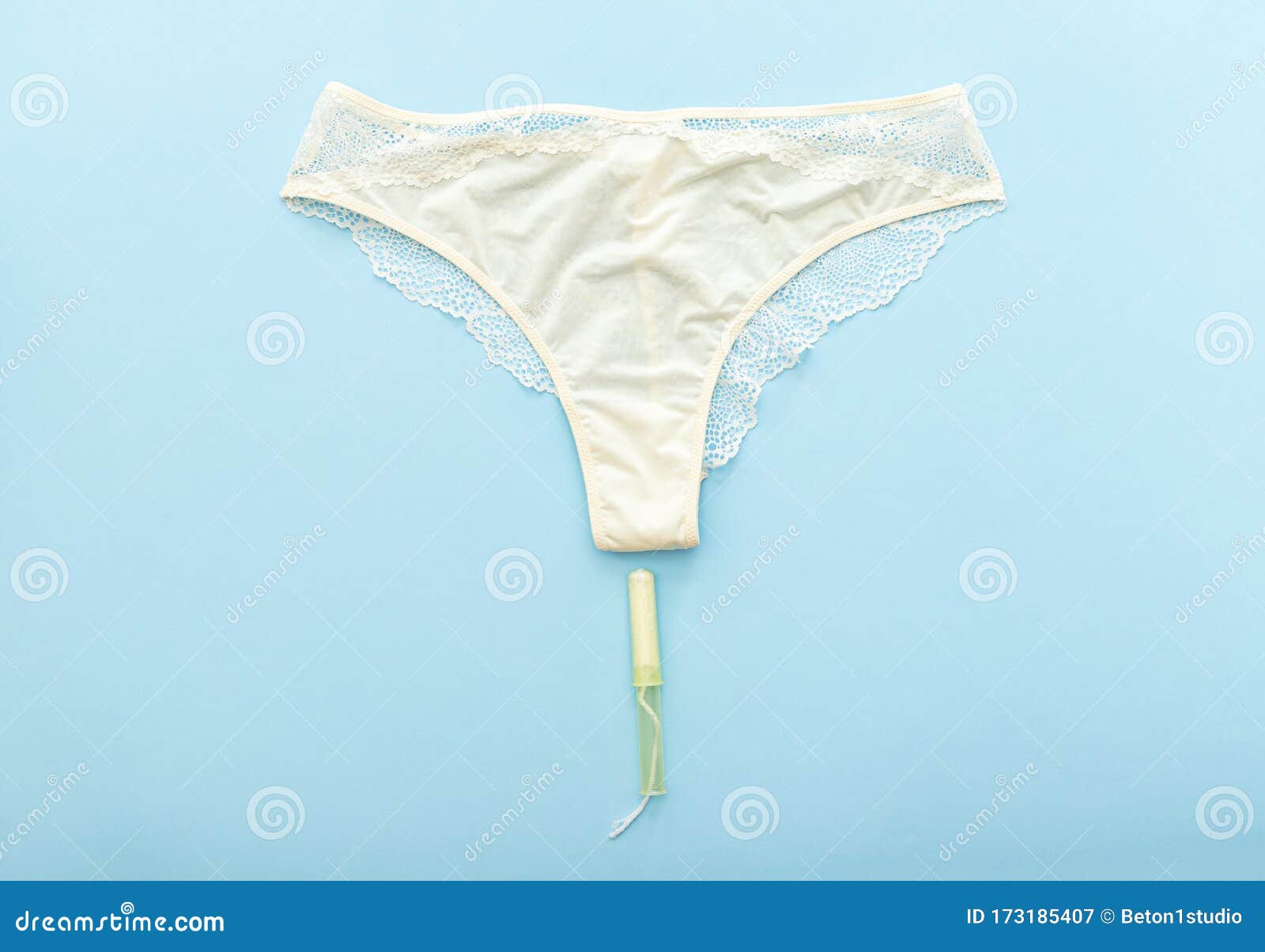 White Pantie with Menstrual Tampon for Mothly Cycle on Pastel Colorful ...
