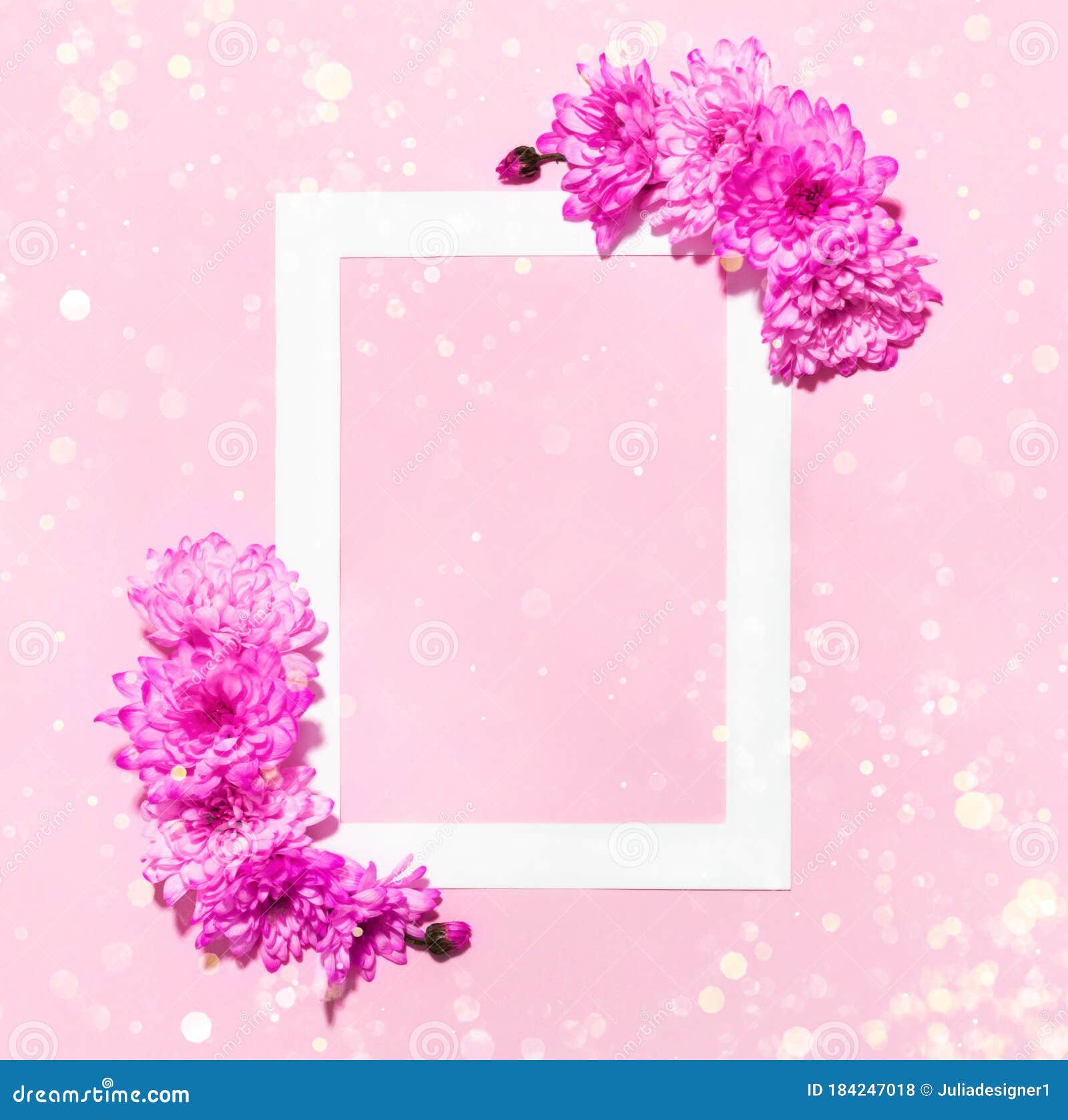 Download White Paper Border With Purple Flowers Mock Up On Pink ...