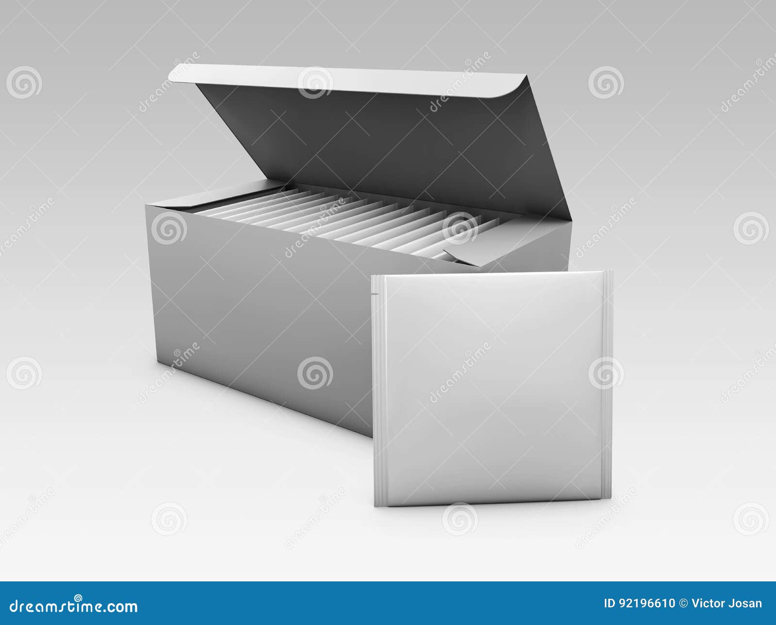 White Paper Box Packaging for Tea and Tea Bag, 3d Illustration Stock