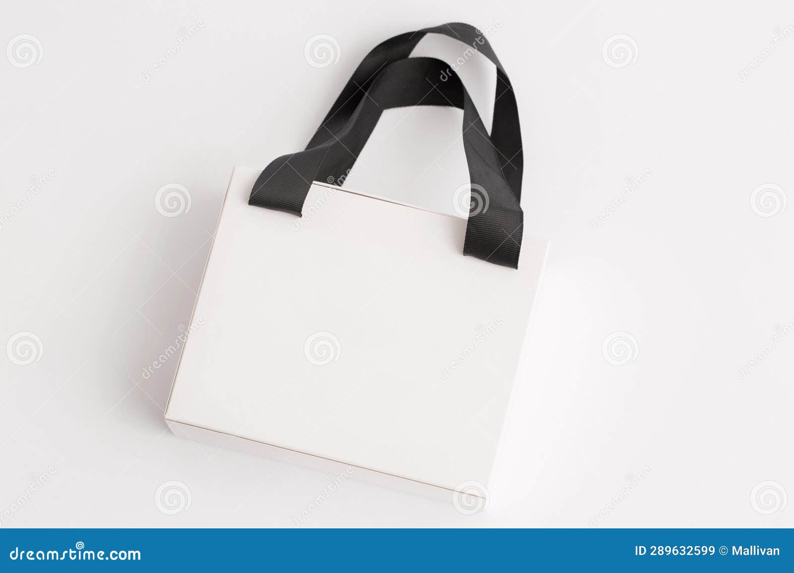 White Paper Gift Bag with Black Handles Stock Image Image of paper