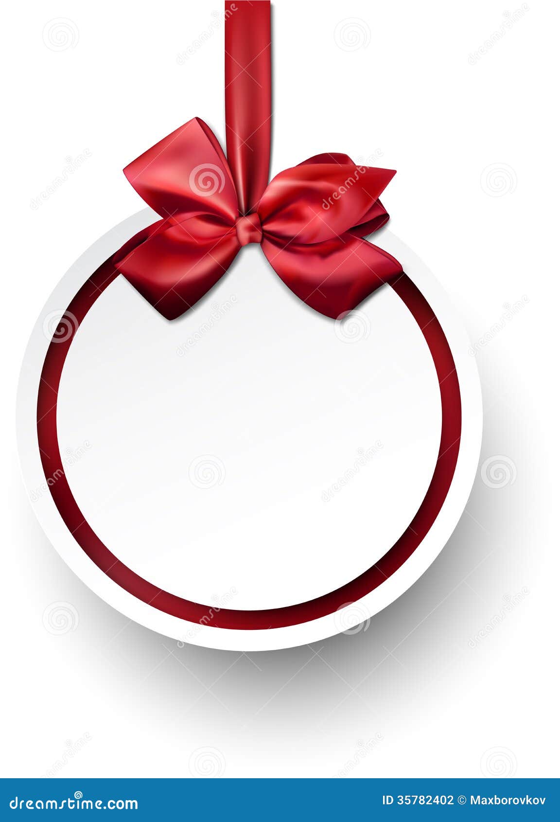 white paper gift card with red satin bow stock white paper gift card with red satin bow stock