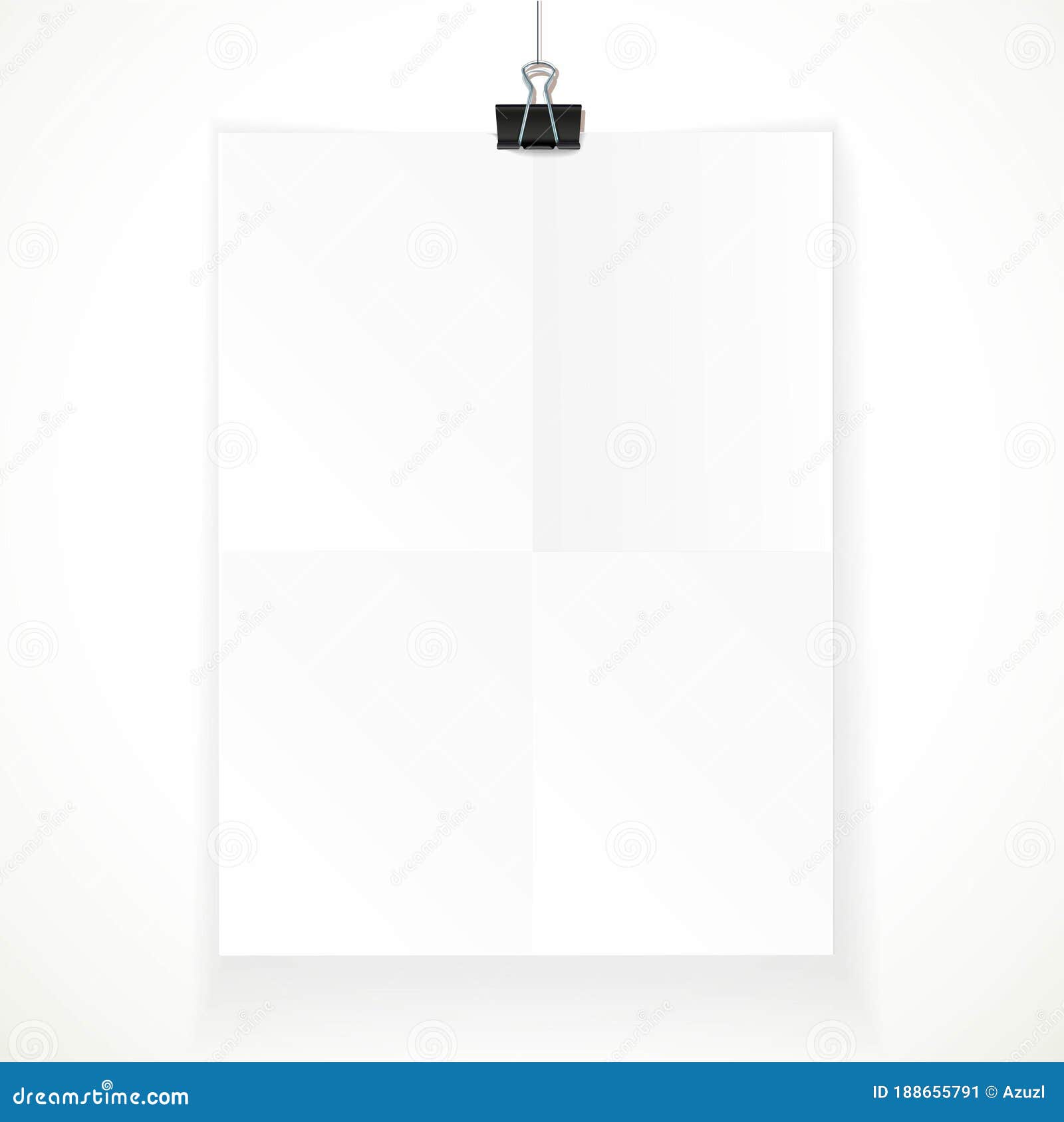 White Paper Hanging on Binder Isolated on a White Stock Vector