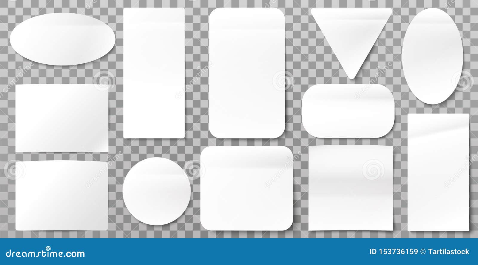 White Paper Labels. Blank Label Stickers, Sticky Papers Tags and Sign