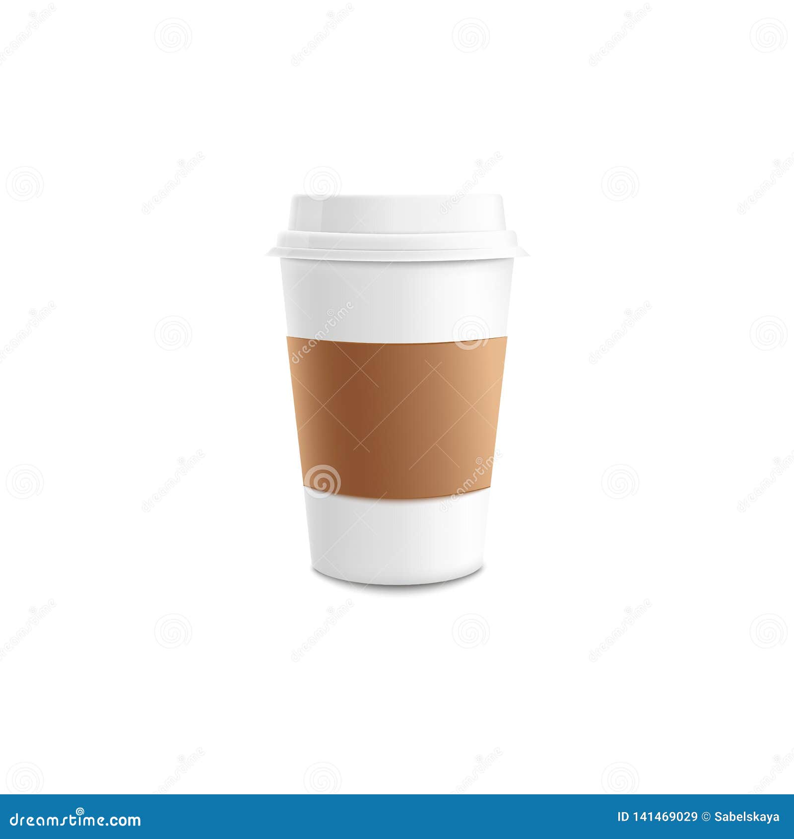 Download White Paper Or Plastic Takeaway Coffee Cup With Brown Sleeve Mockup Stock Vector Illustration Of Away Cover 141469029