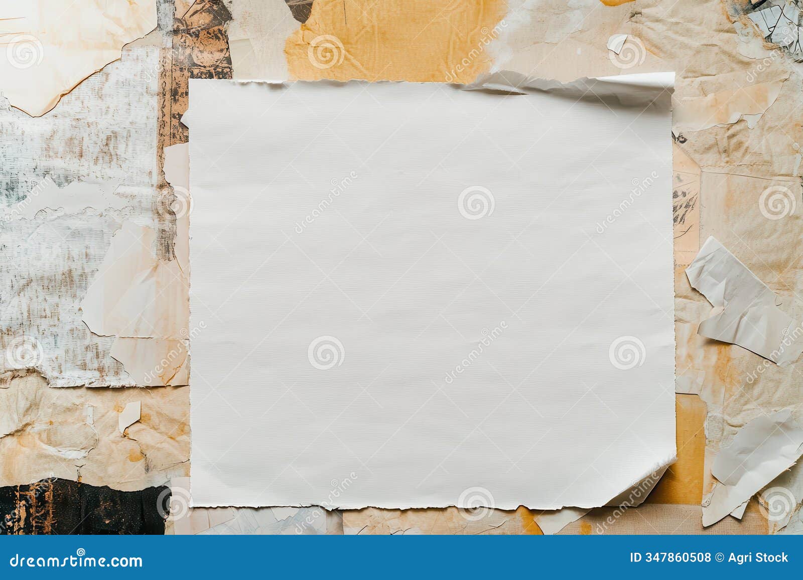 white paper sheet adhered to textured background