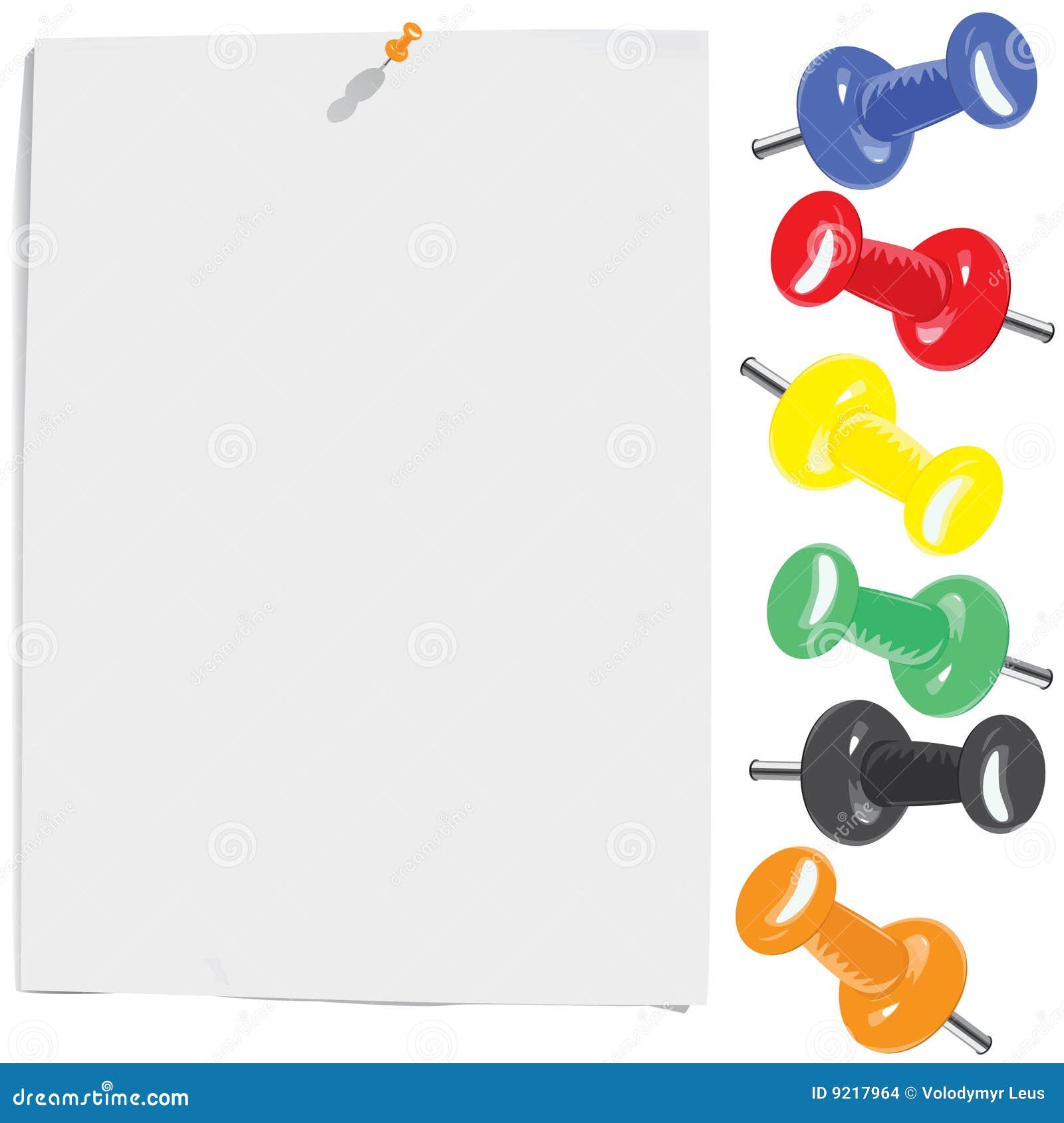White Paper Sheet and Motley Pins Set Stock Vector Illustration of memory, inventory 9217964