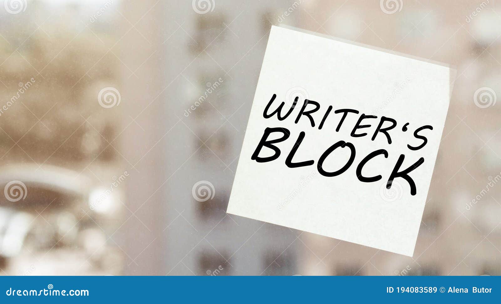 white paper with text writer s block on the window