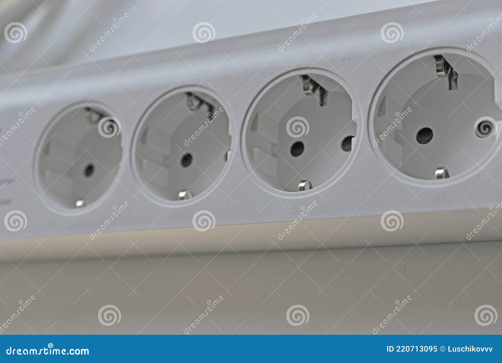 White PC Network Filter Electrical Outlets Stock Image Image of