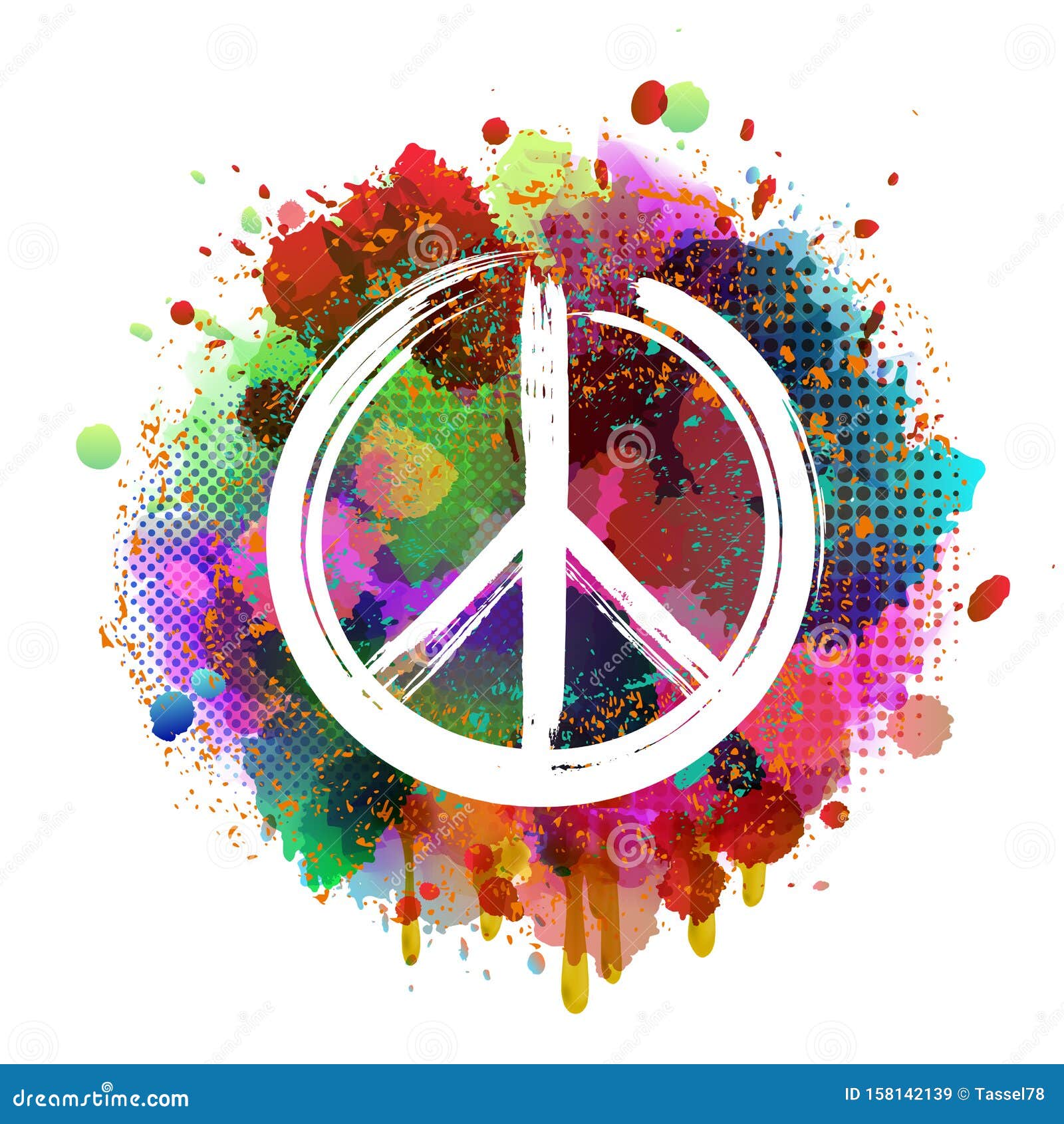 Peace Hippie Symbol With Flower On The White Background. Cartoon Vector ...