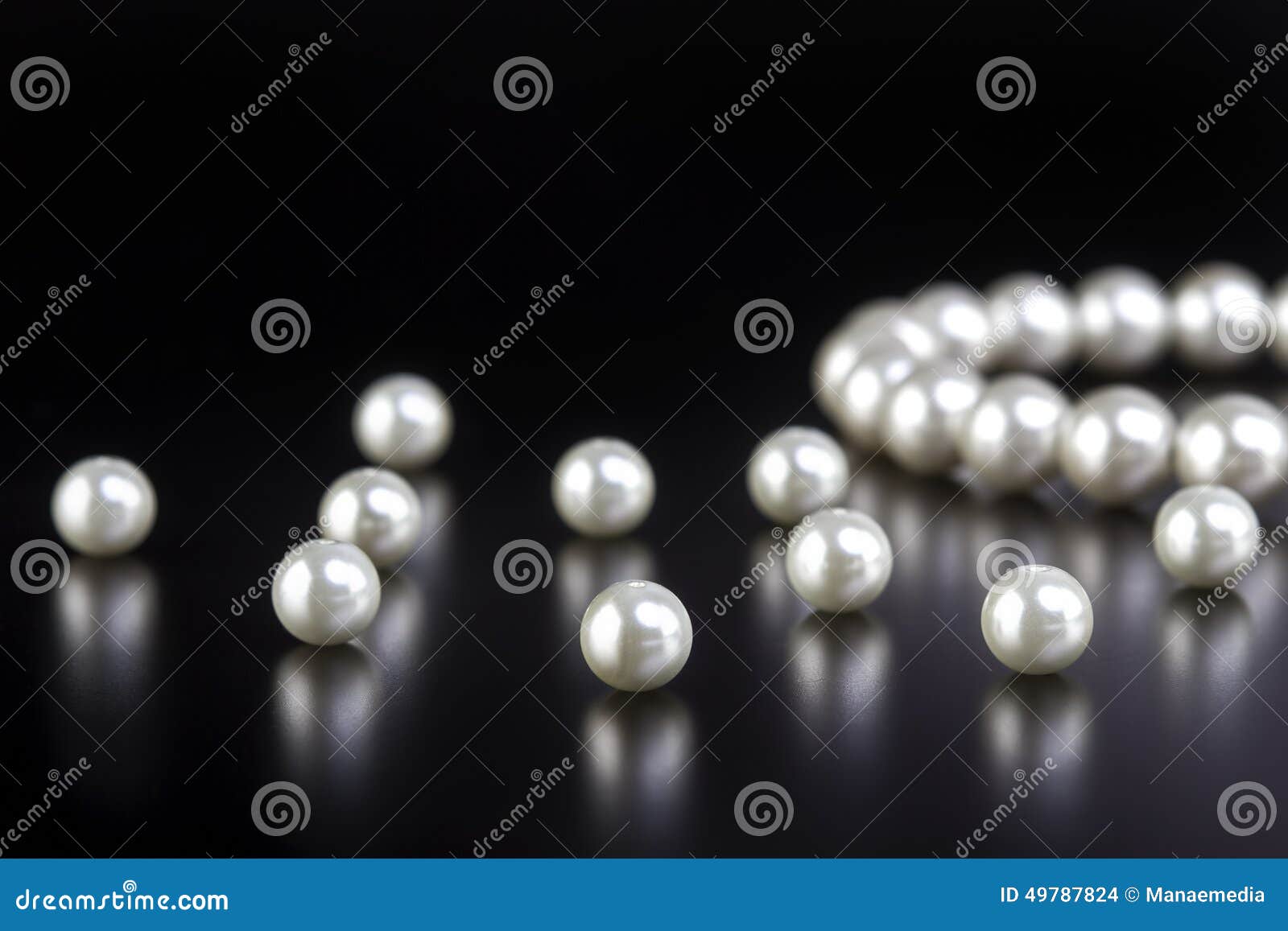 White Pearls Necklace on Black Stock Photo Image of jewel, velvet