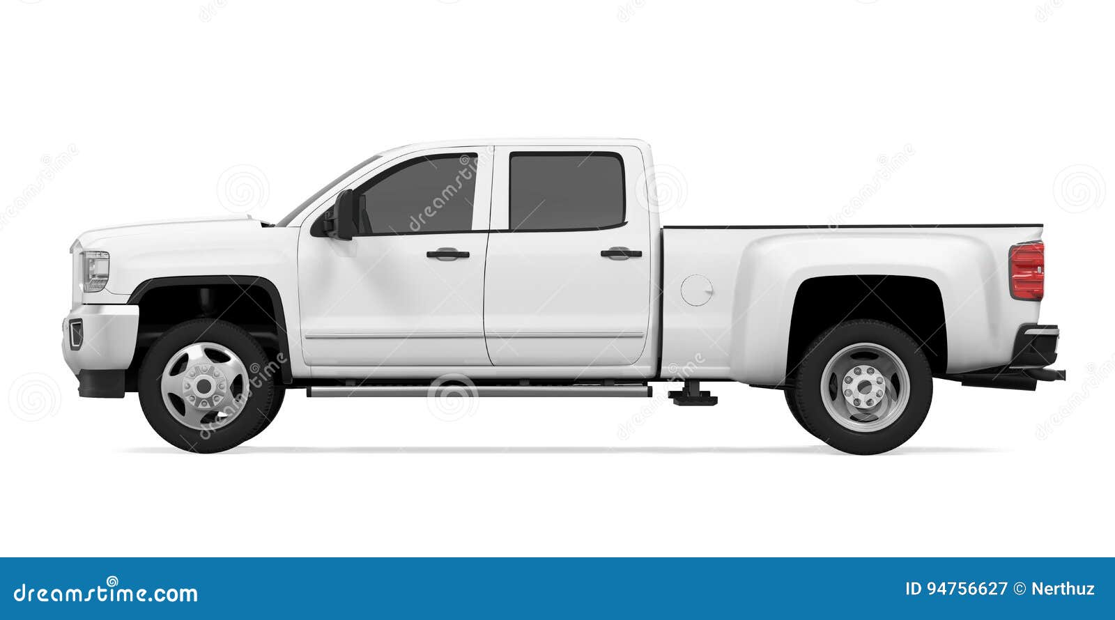 White Pickup Truck Template Isolated Car On White Background. Royalty