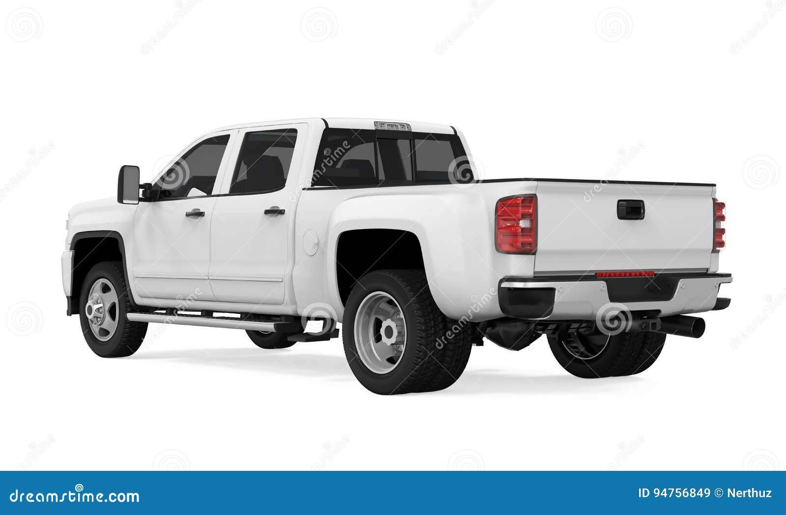 White Pickup Truck Template Isolated Car On White Background. Royalty
