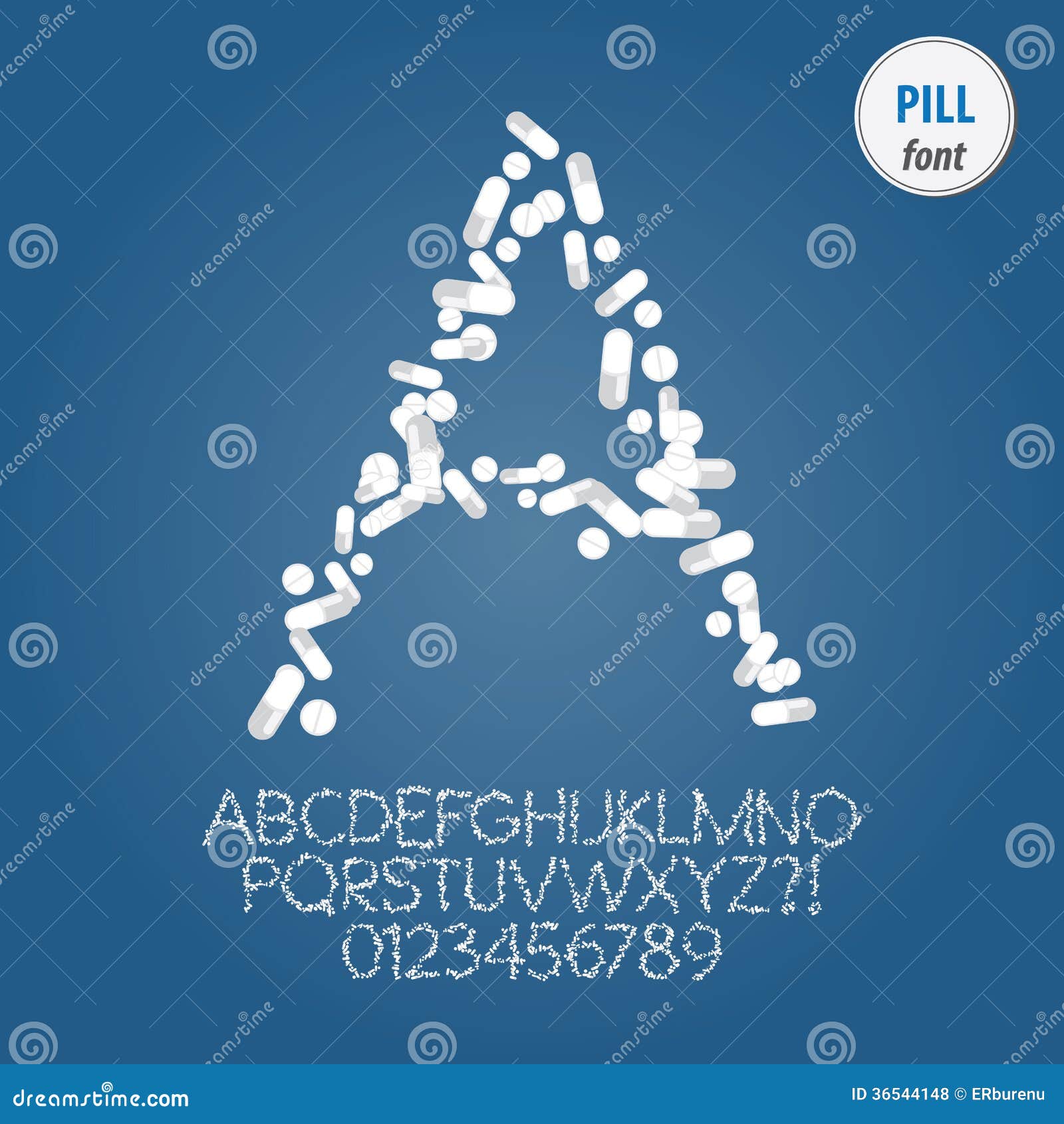 White Pill Alphabet and Digit Vector Stock Vector Illustration of