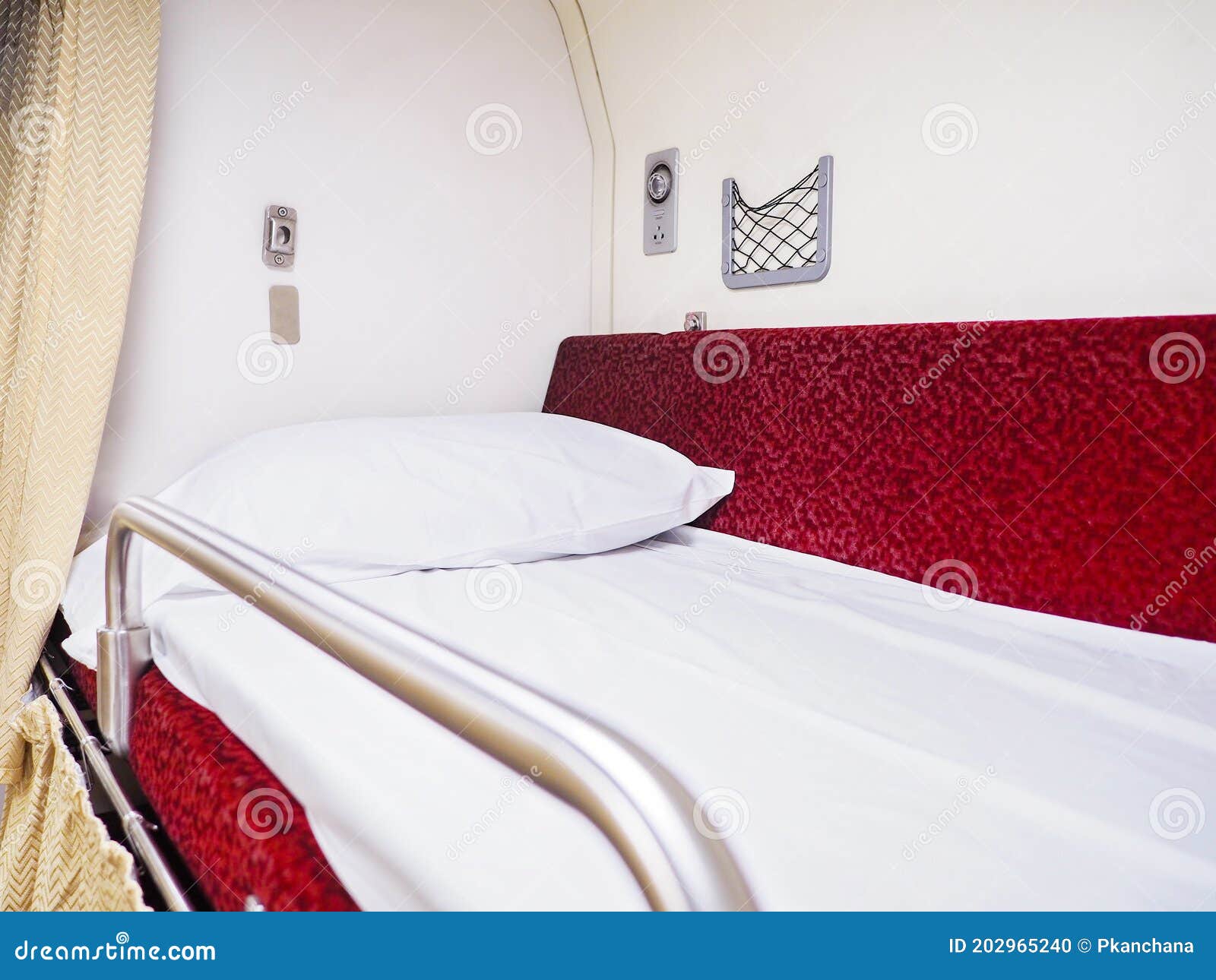 White Pillow on Upper Storey Bed in Thai Second Class Sleeper Cabin