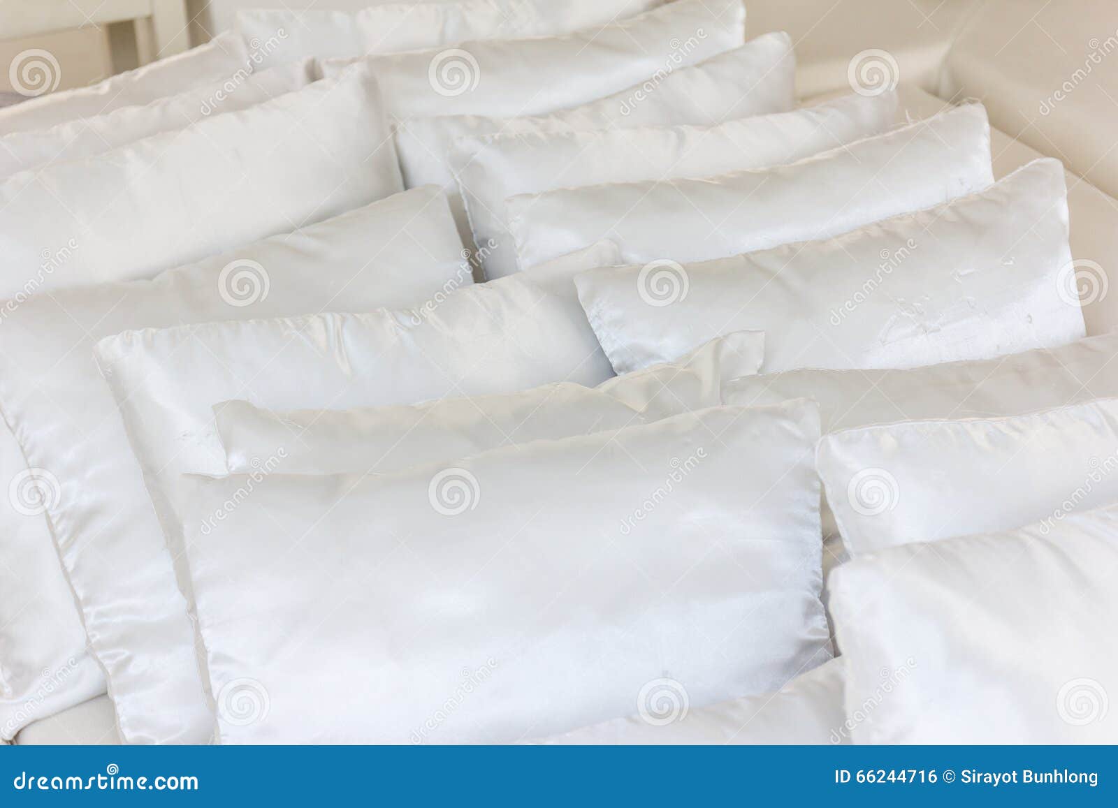 Big White Pillows In Bedroom Stock Photo - Download Image Now