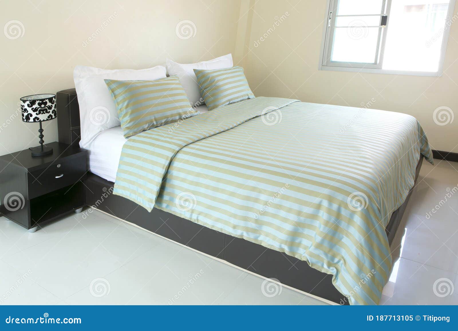 White Pillows on a Bed Comfortable Soft Pillows on the Bed Stock Image