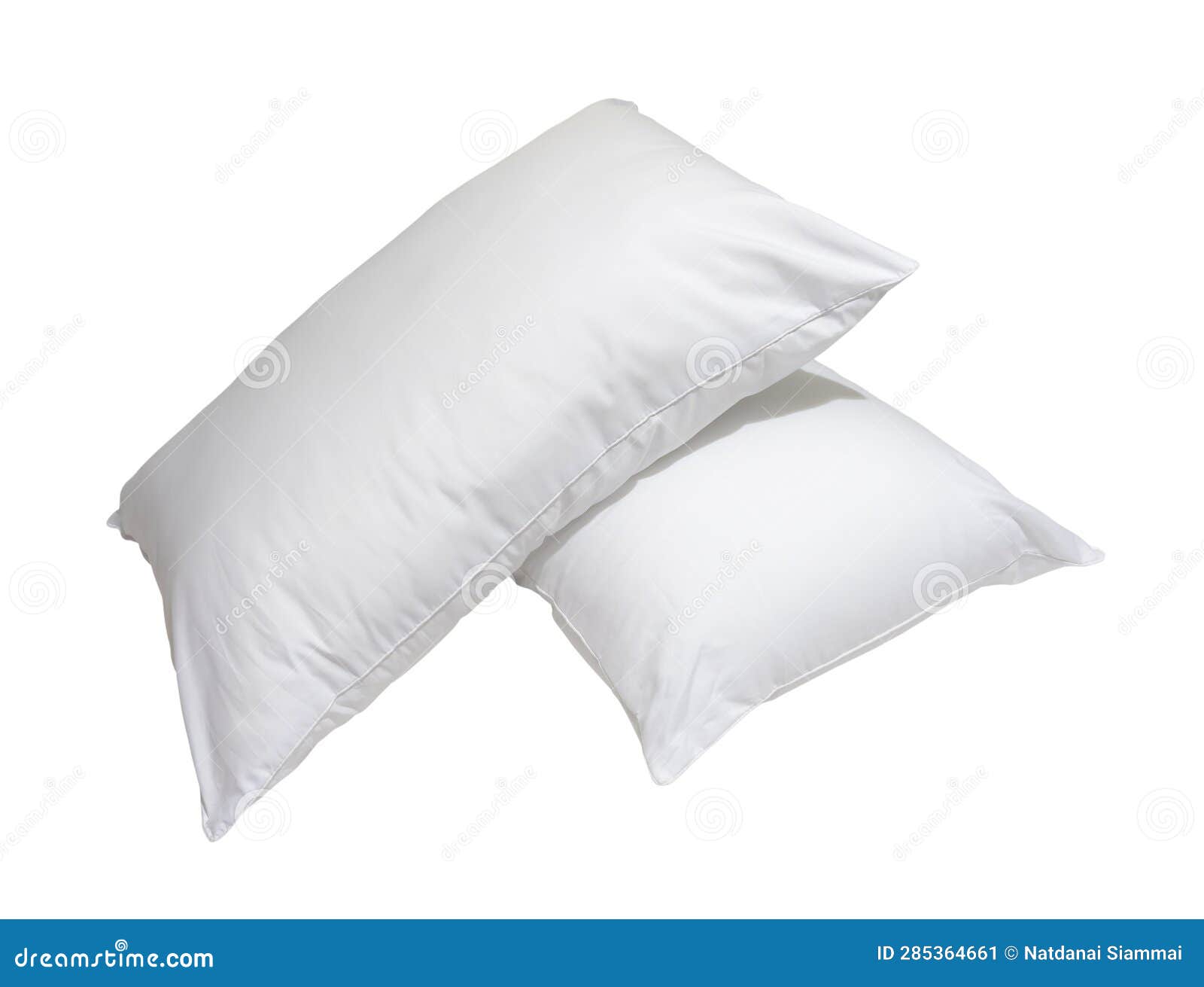 white pillows in stack in hotel or resort room  on white background with clipping path. concept of confortable and happy