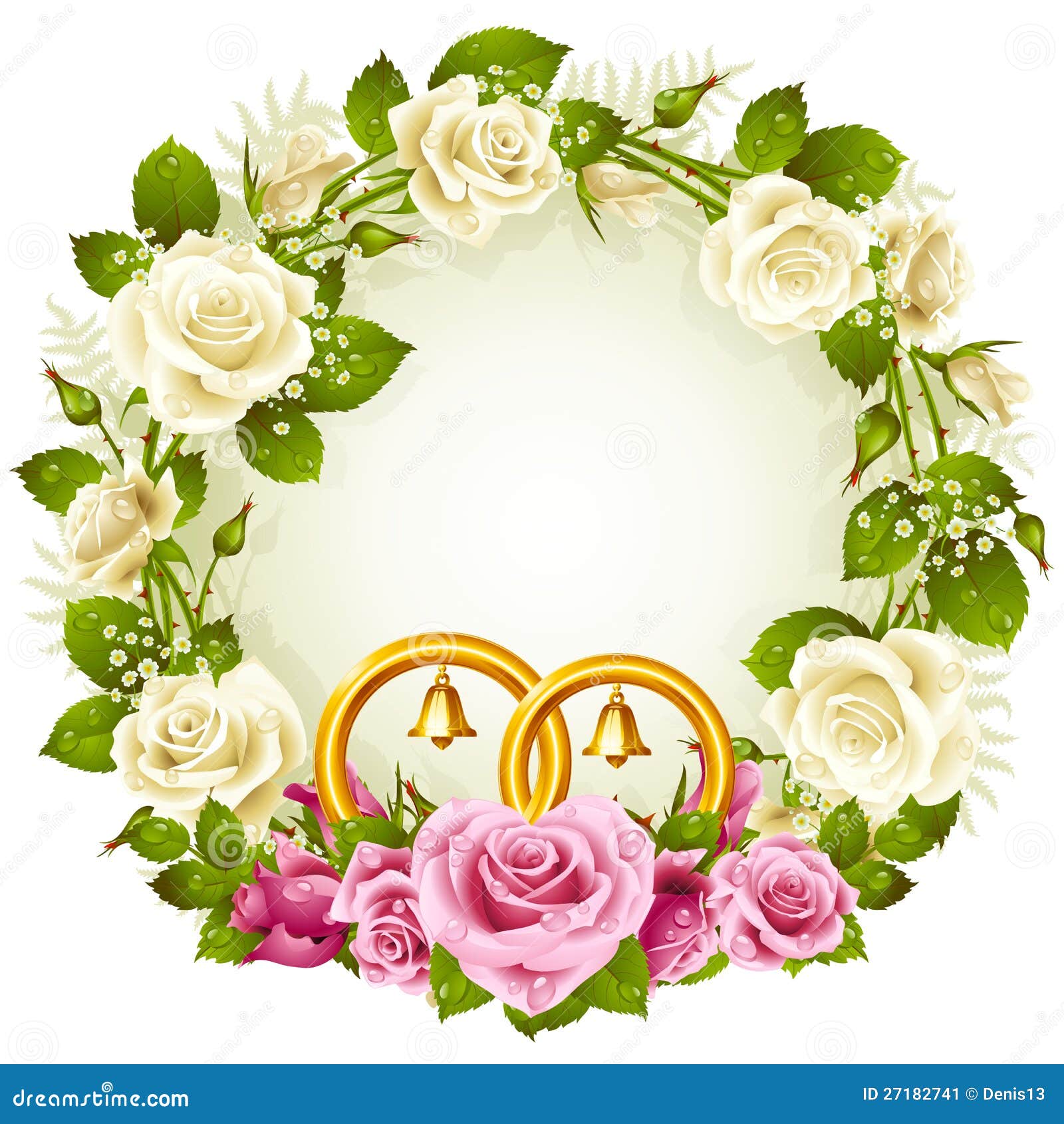 White and Pink Rose Circle Wedding Frame Stock Vector - Illustration of  mail, blank: 27182741