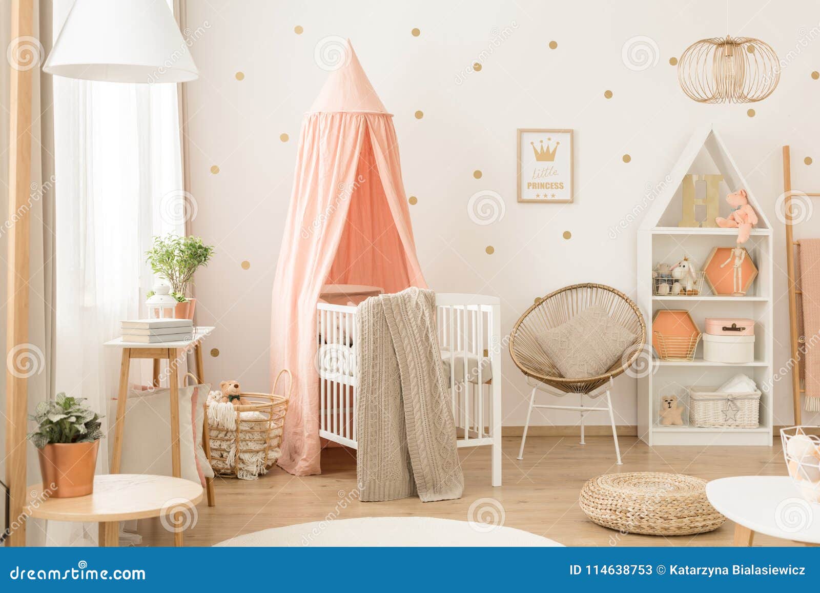 White And Pink Scandinavian Nursery Stock Image Image Of Canopy