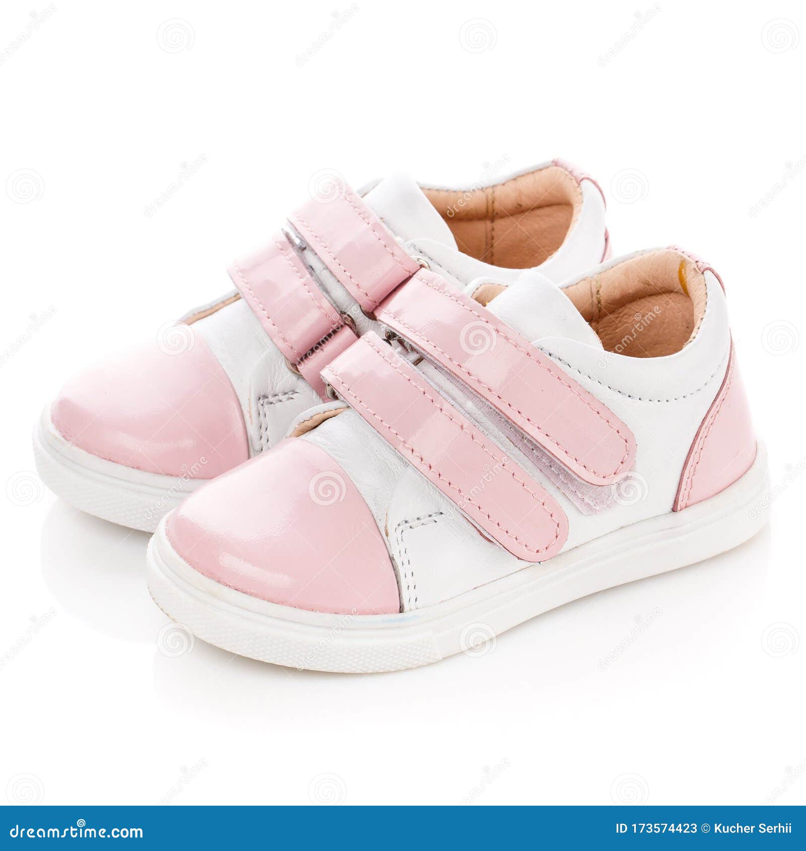 White with Pink Shoes for Girls Isolated on White. Side View Stock ...