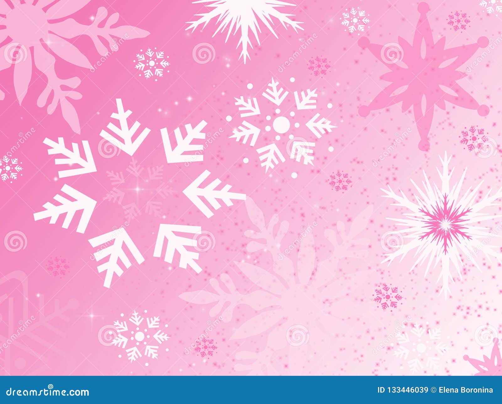 White and Pink Snowflakes on Pink Background, Illustration Stock ...