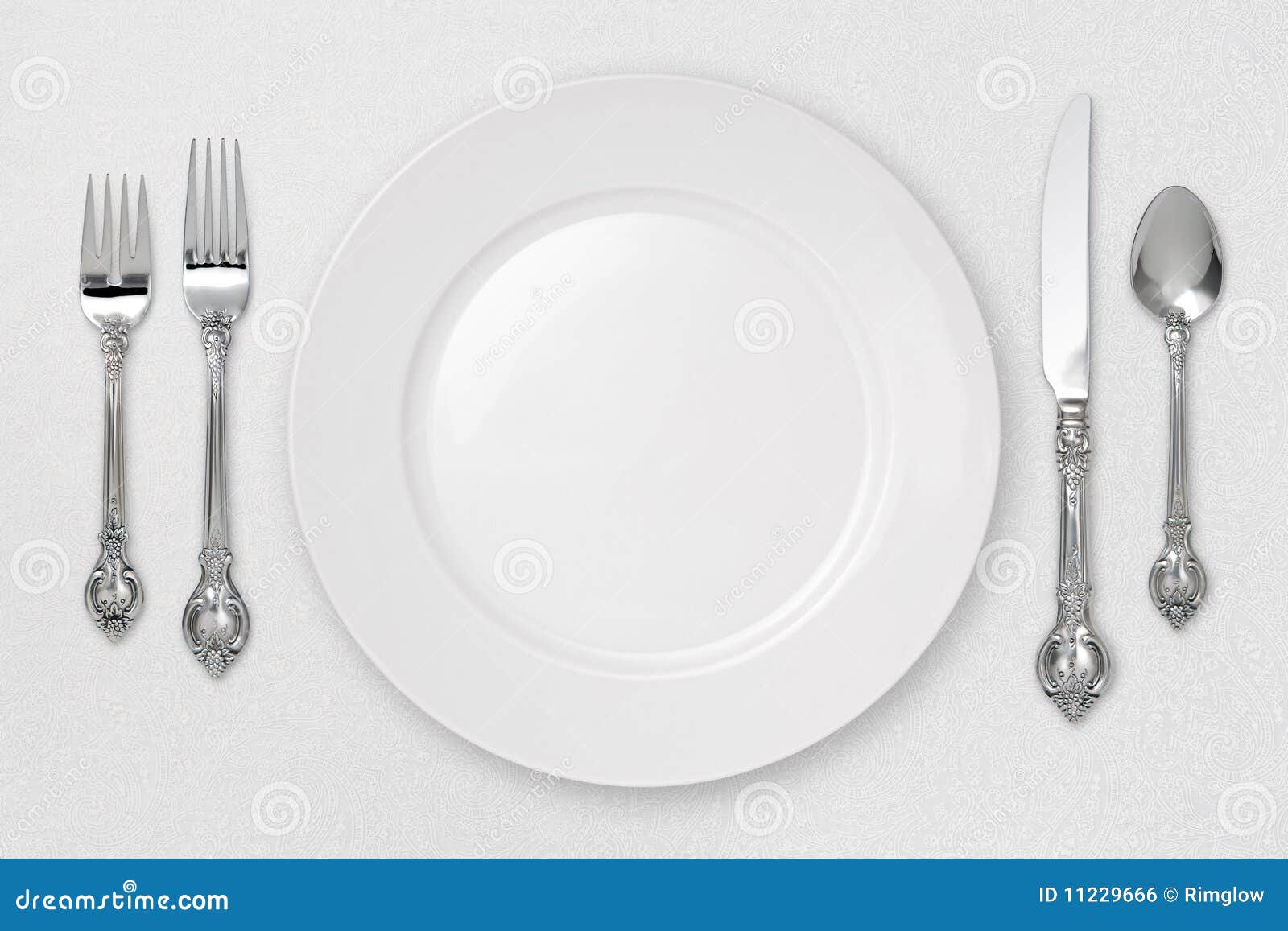 white place setting (with clipping path)