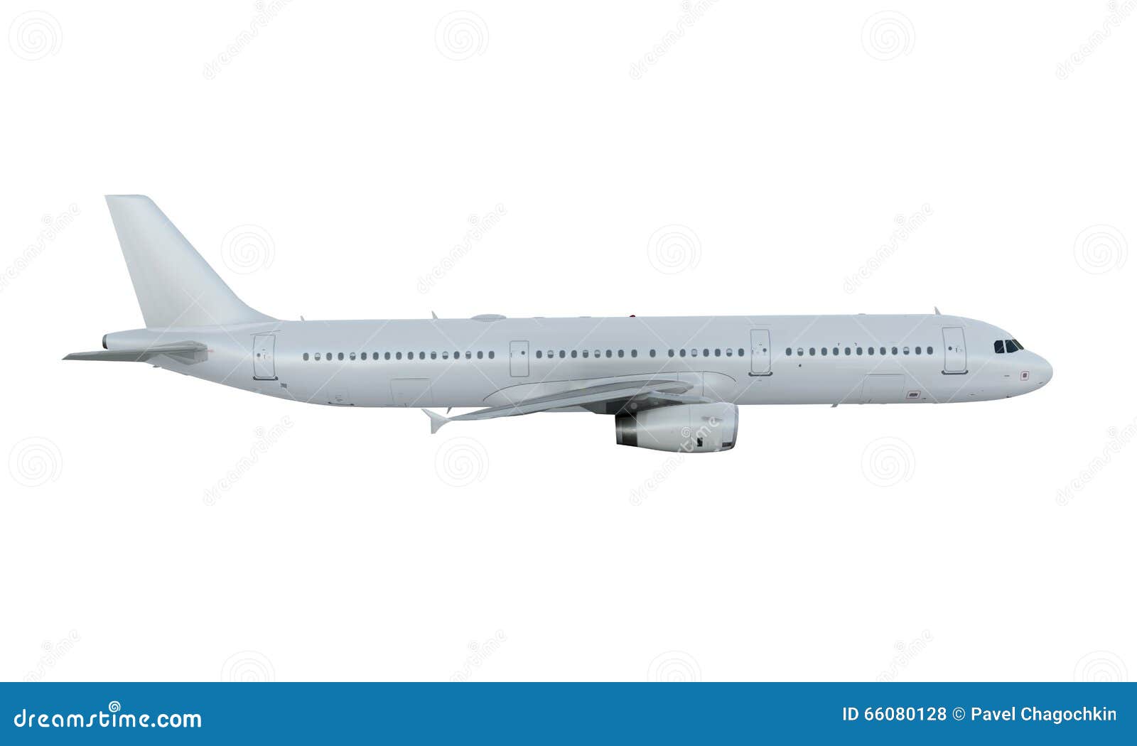 White Plane Flying. Airplane Airbus A321 Isolate On White Background