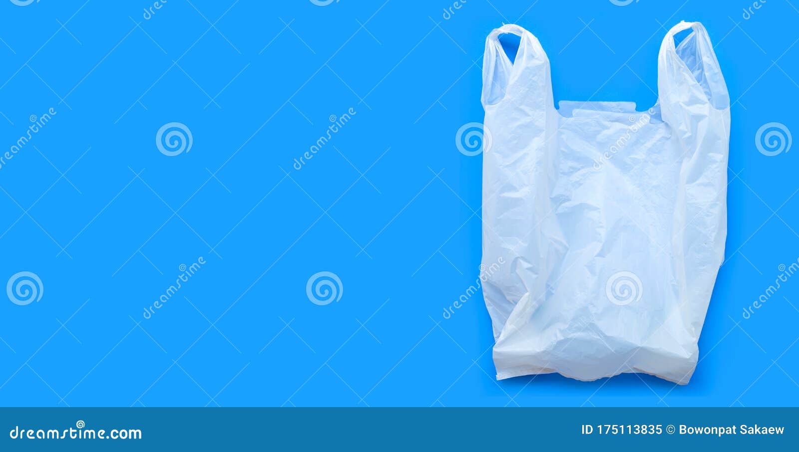 White Plastic Bag on Blue Background Stock Image Image of household