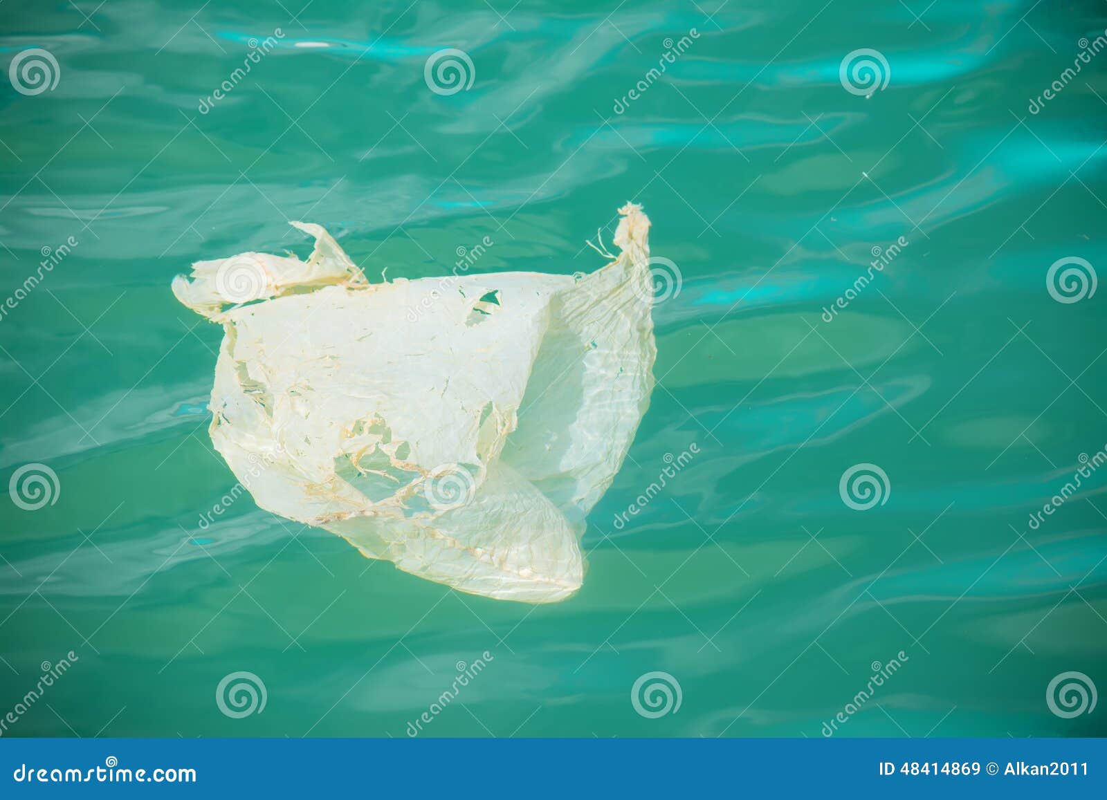 White Plastic Bag Floating in the Water Stock Image Image of