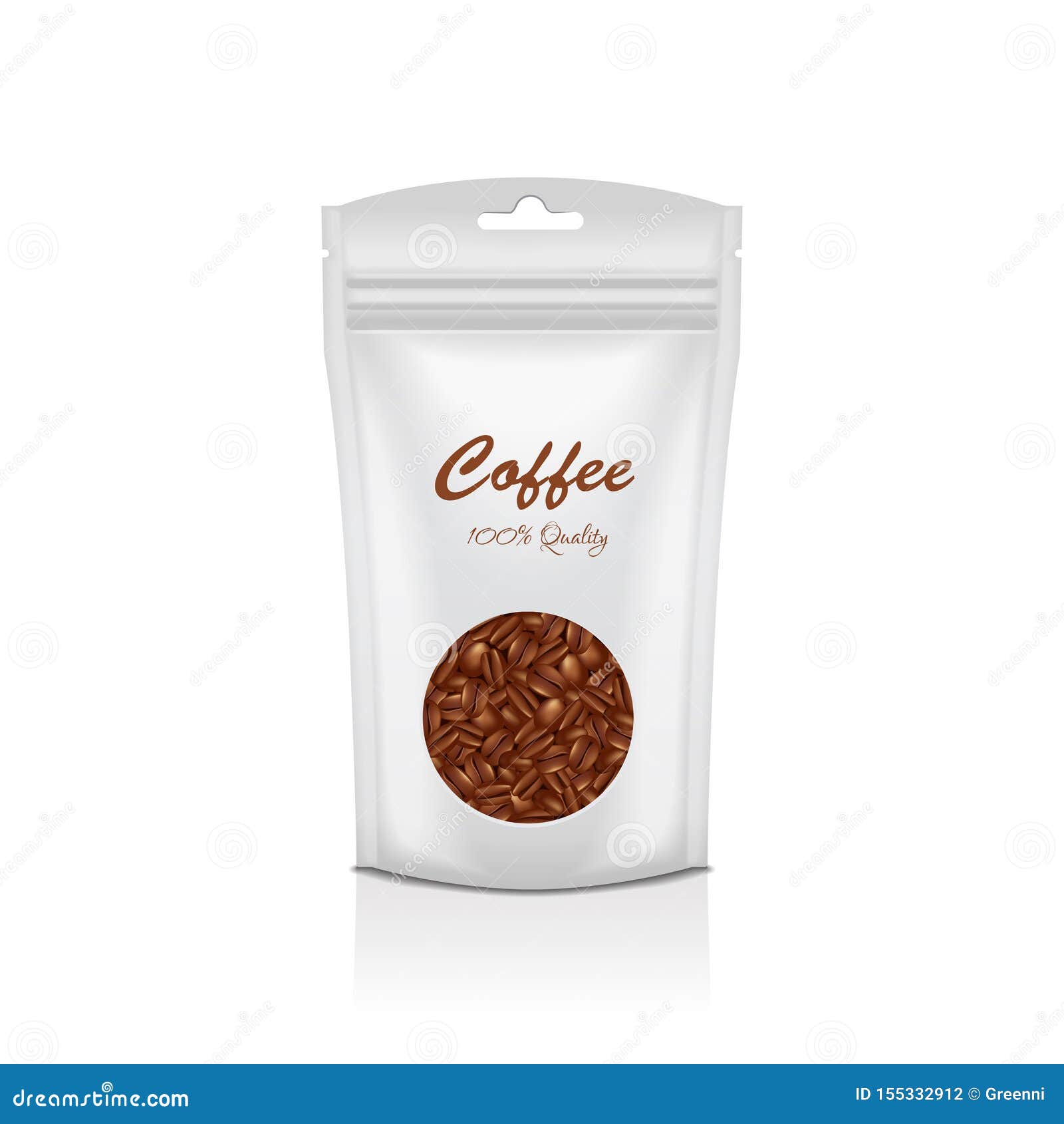 Download White Plastic Bag With Round Window. Coffee. Packaging ...