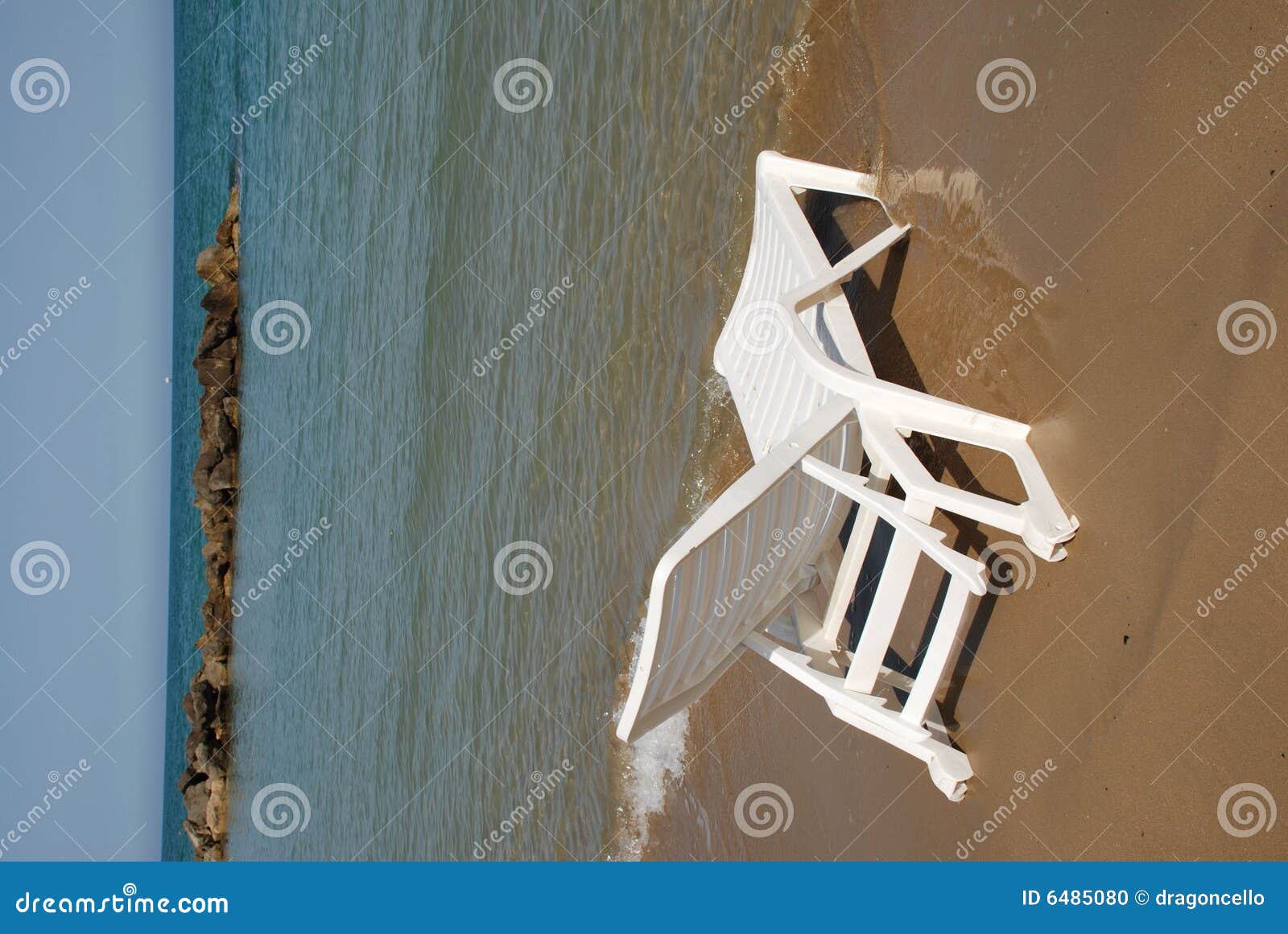 White Plastic Beach Chair stock photo. Image of relaxed 6485080