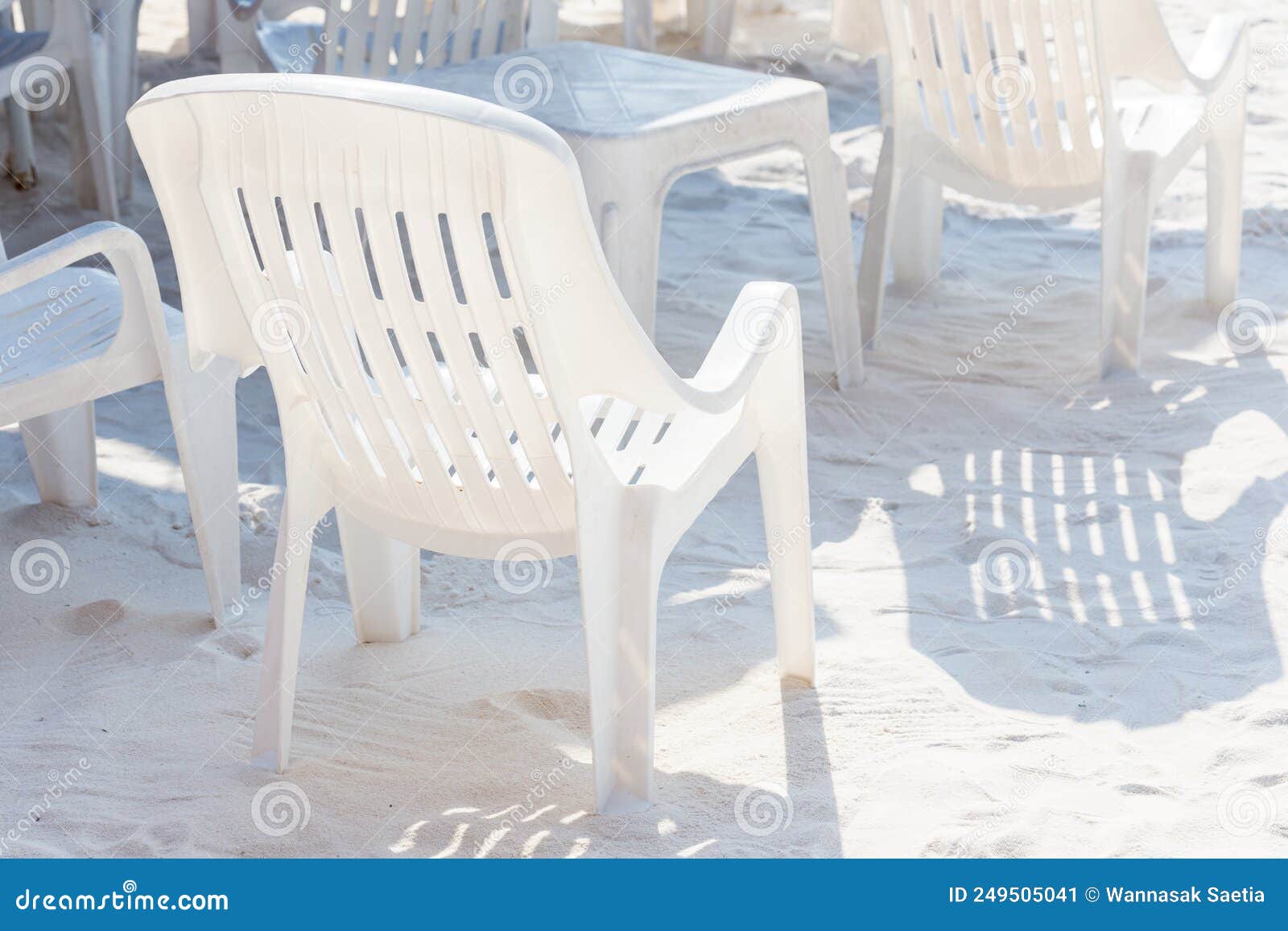 White plastic beach chair stock image. Image of pool 249505041