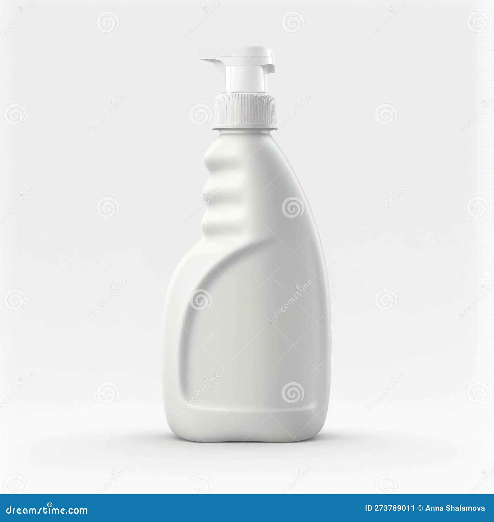 White Plastic Bottle with Cleaning Solution on White Background Stock