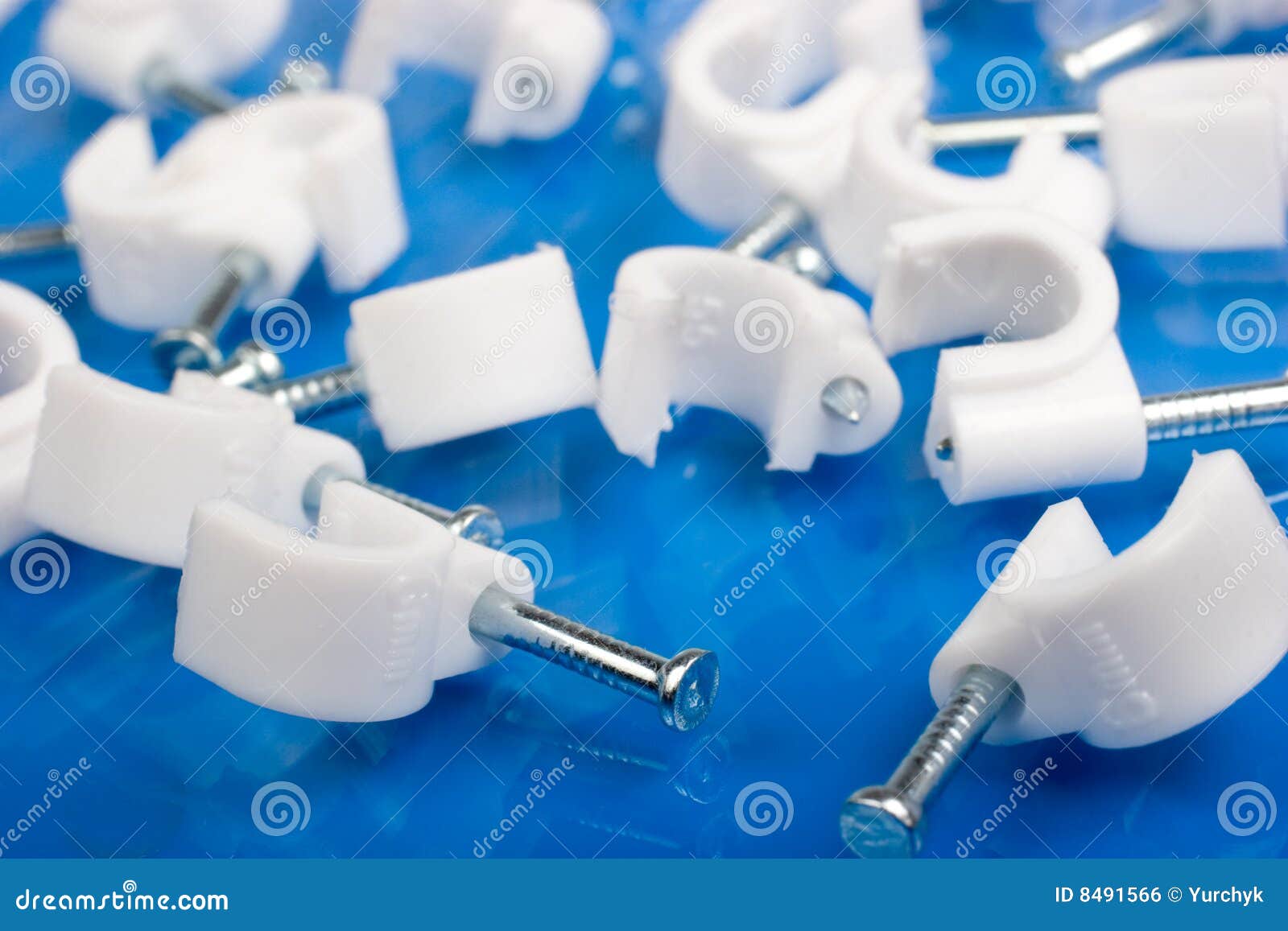 White Plastic Cable Clips with Nails Stock Photo Image of nail, parts