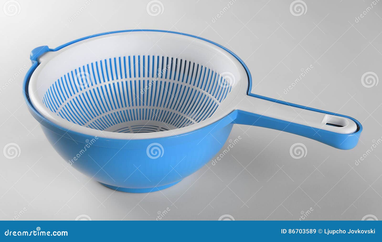 White Plastic Colander In Blue Bowl Stock Image Image Of Tool Separation 86703589