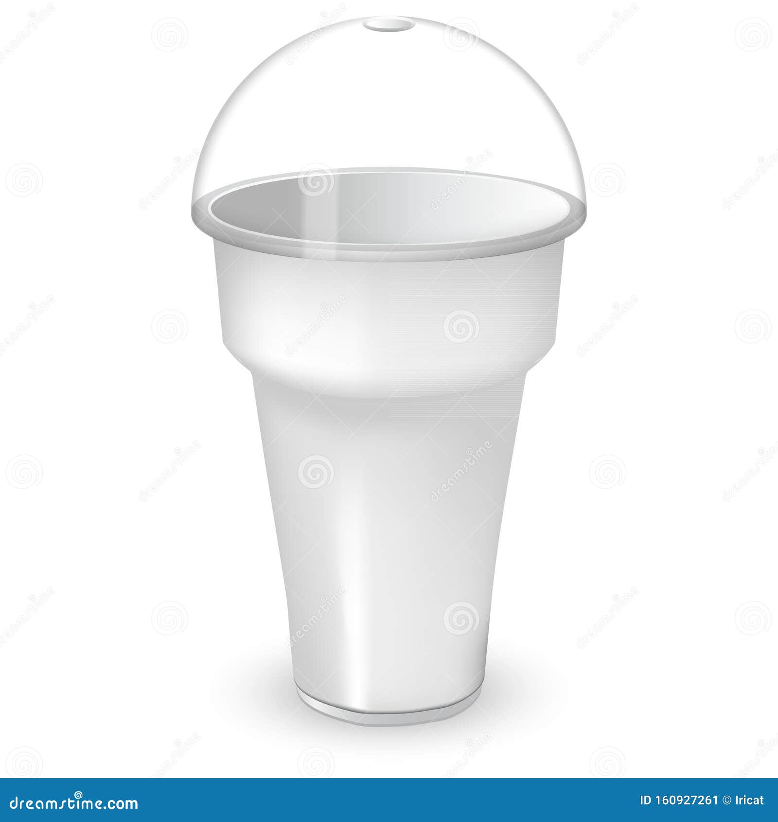 Download White Plastic Cup With Sphere Dome Cap. Mock Up Of The ...