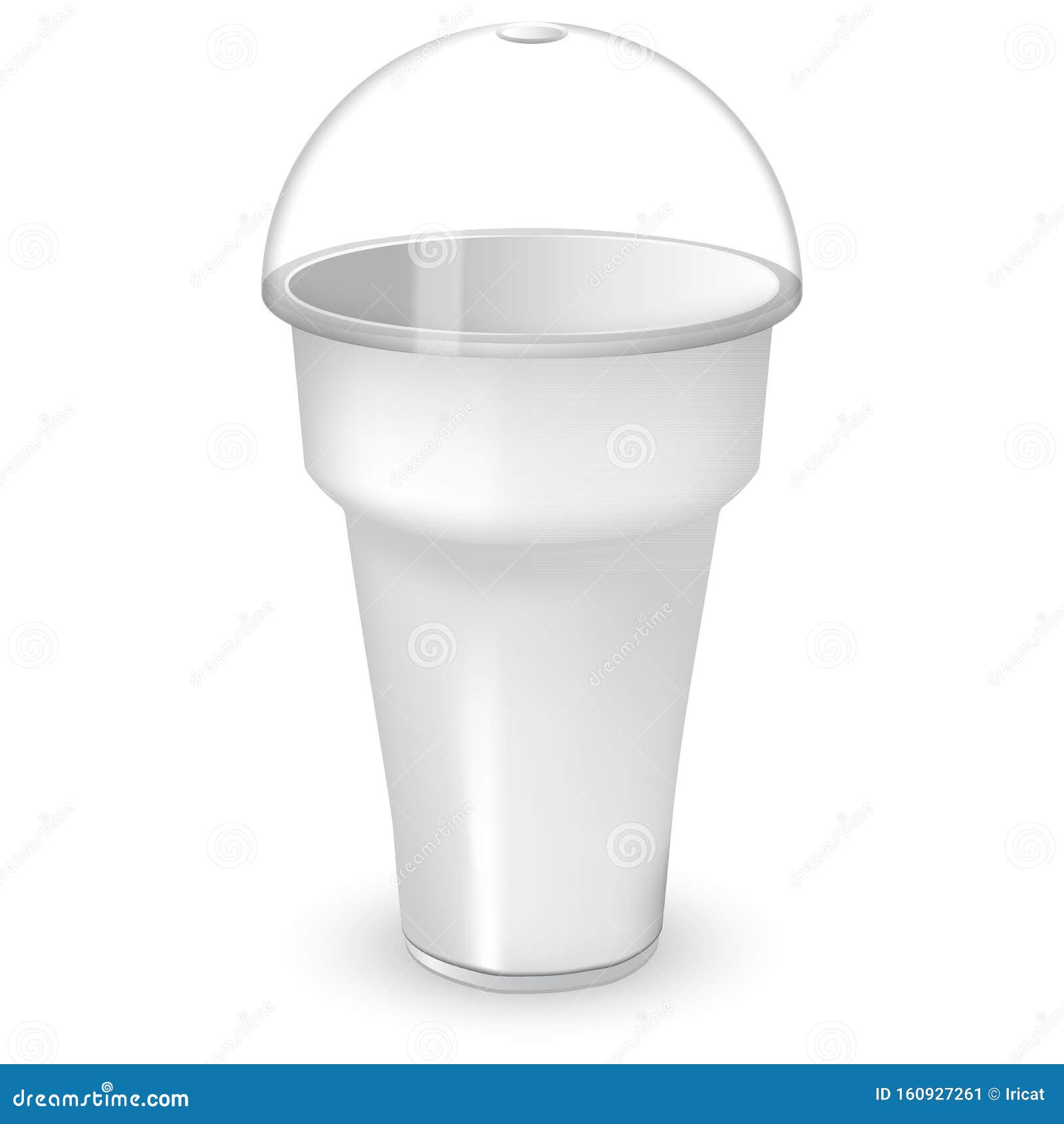 Download White Plastic Cup With Sphere Dome Cap. Mock Up Of The Container With A Lid. For Milkshake And ...