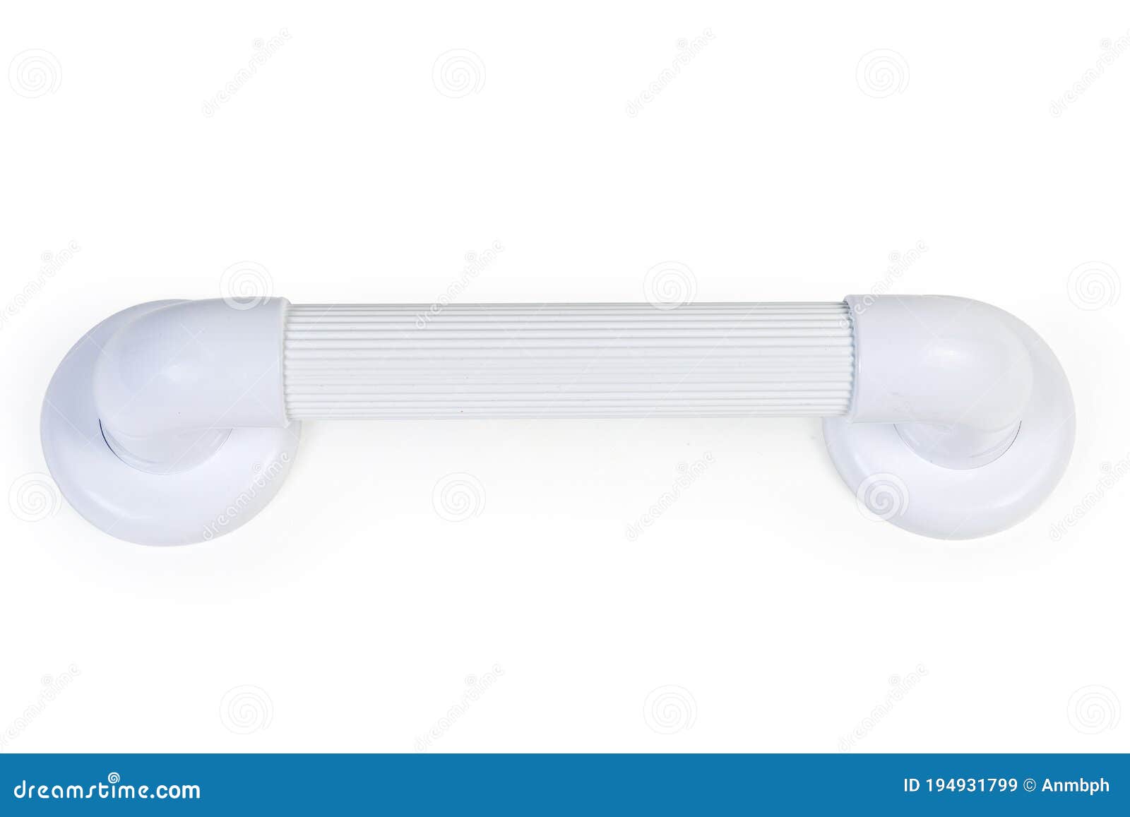 White Plastic Grab Bar on a White Surface, Front View Stock Image