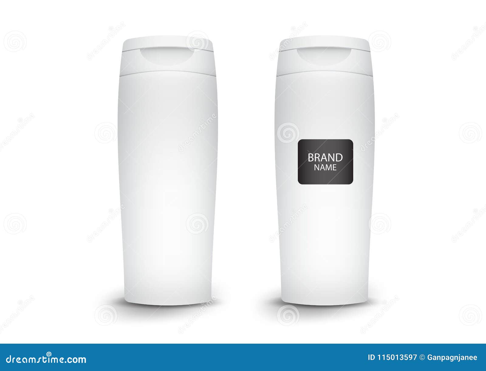 Download White Plastic Shampoo Bottle Mockup Template Product Design 3 Stock Vector Illustration Of Clean Cream 115013597