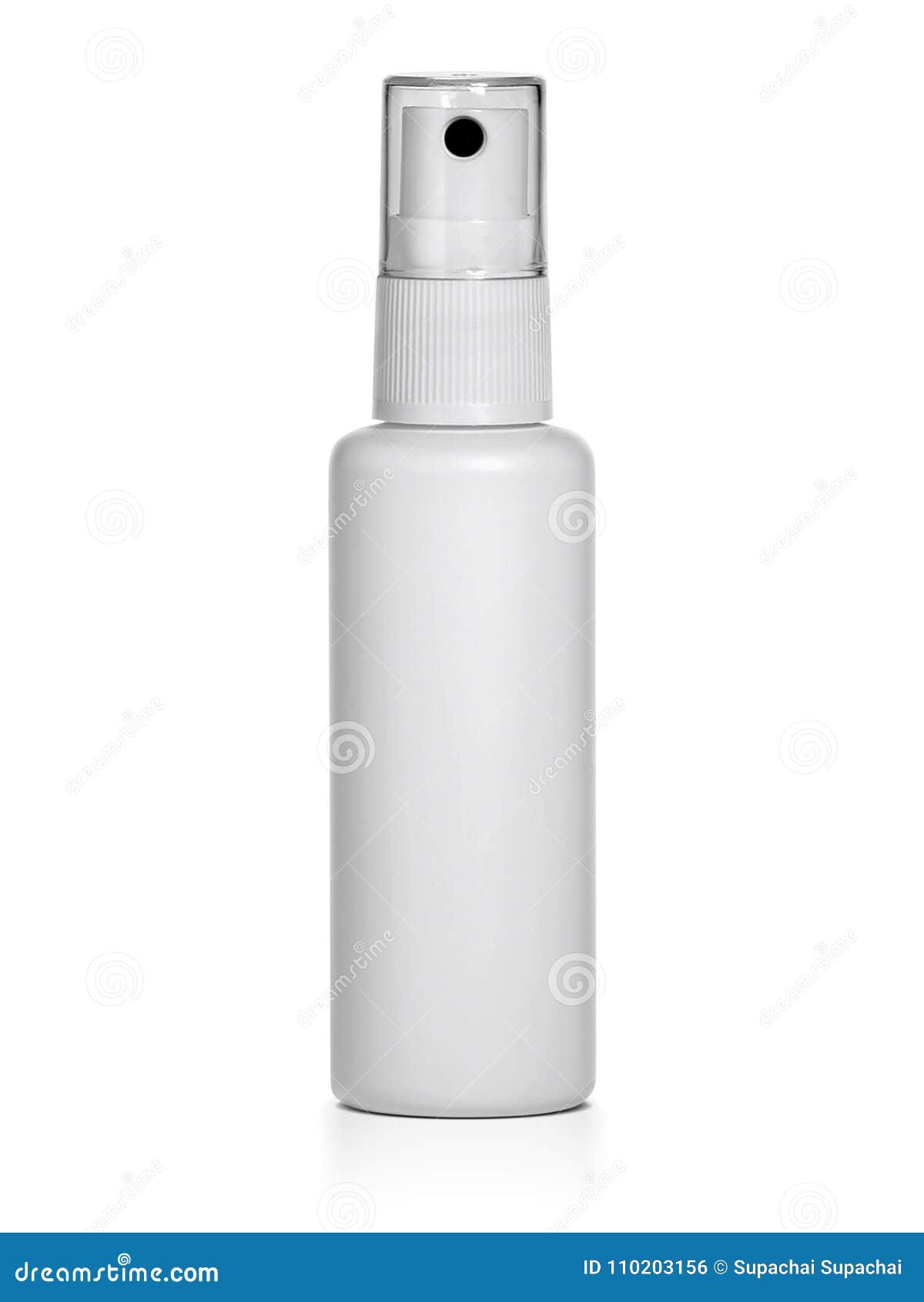 White Plastic Spray Bottle with Cap, Isolated White Background Stock