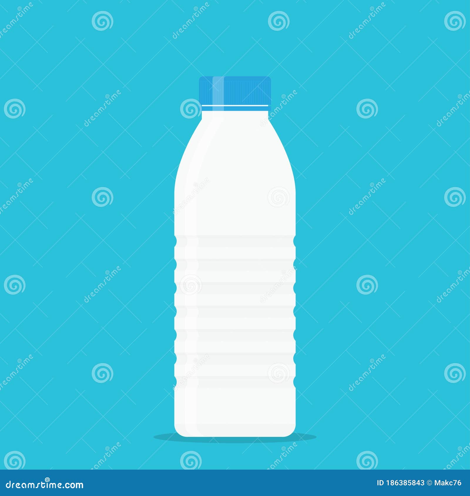 White Plastic Yogurt Milk Bottle with a Blue Lid Stock Vector