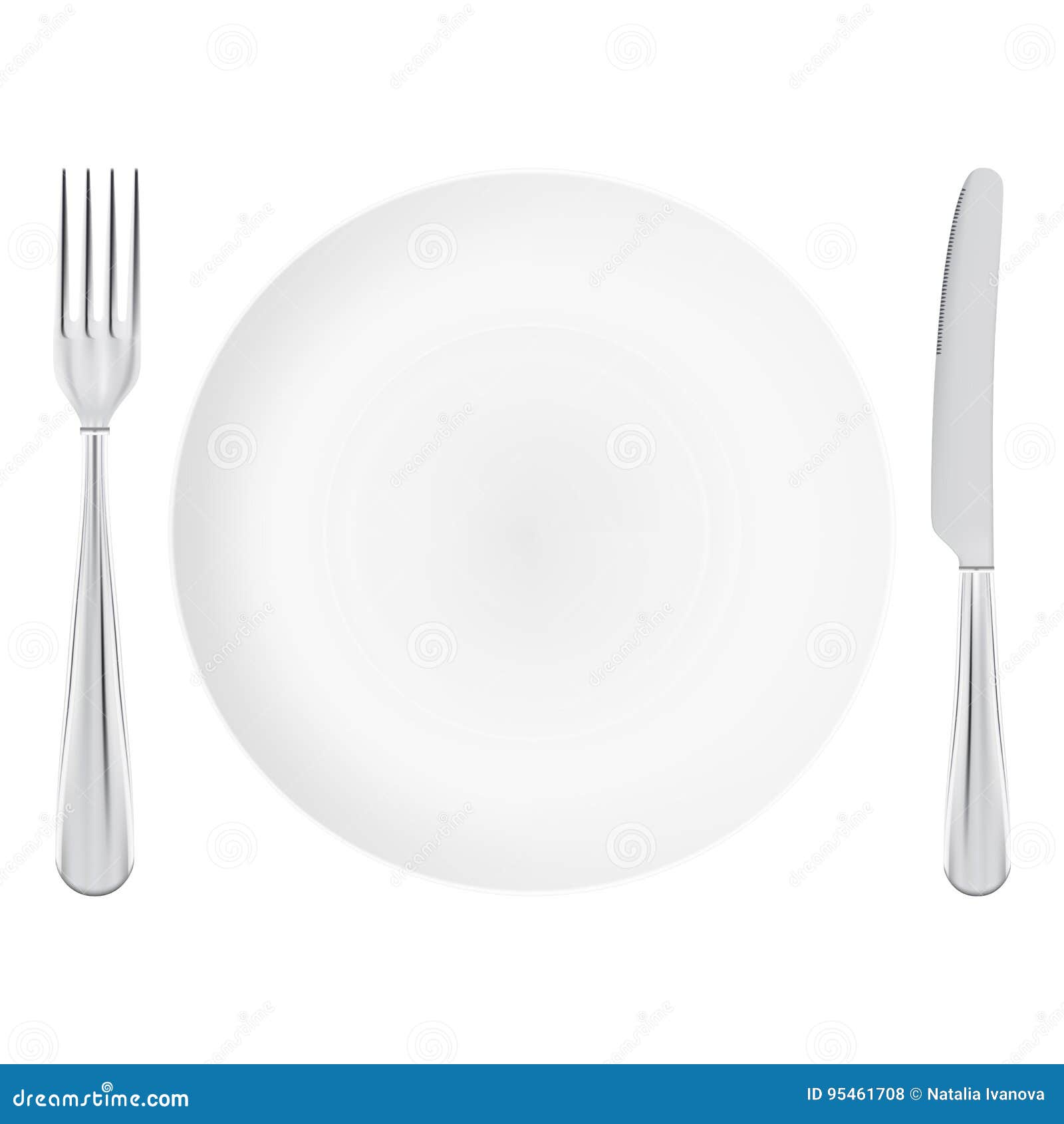 White Plate with Fork and Knife Crossed Isolated on a White Background