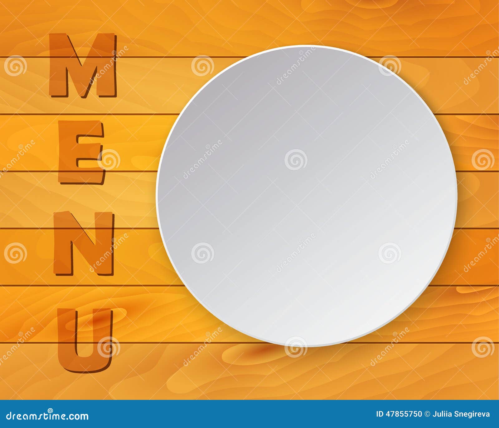 White Plate on Wood Background for Restaurant Menu Stock Illustration